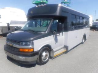 2017 Chevrolet Express G4500 Passenger Bus With Wheelchair Accessibility,(1 driver 20 passenger) 6.0L V8 OHV 16V FFV GAS engine, 8 cylinders, automatic, RWD, air conditioning, AM/FM radio, grey exterior, vinyl. (Estimated measurements: 27 feet overall length, 9 feet 8 inches overall height, 6 feet 3 inches inside height, 17 feet from back of driver seat to back of the bus. All measurements are considered to be accurate but are not guaranteed.) This listing is a former British Columbia municipality bus, the next purchaser of this will be the second owner. Certificate and Decal Valid until November 2024. $17,920.00 plus $375 processing fee, $18,295.00 total payment obligation before taxes.  Listing report, warranty, contract commitment cancellation fee, financing available on approved credit (some limitations and exceptions may apply). All above specifications and information is considered to be accurate but is not guaranteed and no opinion or advice is given as to whether this item should be purchased. We do not allow test drives due to theft, fraud and acts of vandalism. Instead we provide the following benefits: Complimentary Warranty (with options to extend), Limited Money Back Satisfaction Guarantee on Fully Completed Contracts, Contract Commitment Cancellation, and an Open-Ended Sell-Back Option. Ask seller for details or call 604-522-REPO(7376) to confirm listing availability.
