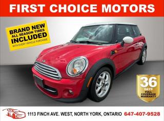 Welcome to First Choice Motors, the largest car dealership in Toronto of pre-owned cars, SUVs, and vans priced between $5000-$15,000. With an impressive inventory of over 300 vehicles in stock, we are dedicated to providing our customers with a vast selection of affordable and reliable options. <br><br>Were thrilled to offer a used 2012 Mini Cooper Coupe, red color with 102,000km (STK#7363) This vehicle was $10990 NOW ON SALE FOR $9990. It is equipped with the following features:<br>- Automatic Transmission<br>- Leather Seats<br>- Sunroof<br>- Heated seats<br>- Alloy wheels<br>- Power windows<br>- Power locks<br>- Power mirrors<br>- Air Conditioning<br><br>At First Choice Motors, we believe in providing quality vehicles that our customers can depend on. All our vehicles come with a 36-day FULL COVERAGE warranty. We also offer additional warranty options up to 5 years for our customers who want extra peace of mind.<br><br>Furthermore, all our vehicles are sold fully certified with brand new brakes rotors and pads, a fresh oil change, and brand new set of all-season tires installed & balanced. You can be confident that this car is in excellent condition and ready to hit the road.<br><br>At First Choice Motors, we believe that everyone deserves a chance to own a reliable and affordable vehicle. Thats why we offer financing options with low interest rates starting at 7.9% O.A.C. Were proud to approve all customers, including those with bad credit, no credit, students, and even 9 socials. Our finance team is dedicated to finding the best financing option for you and making the car buying process as smooth and stress-free as possible.<br><br>Our dealership is open 7 days a week to provide you with the best customer service possible. We carry the largest selection of used vehicles for sale under $9990 in all of Ontario. We stock over 300 cars, mostly Hyundai, Chevrolet, Mazda, Honda, Volkswagen, Toyota, Ford, Dodge, Kia, Mitsubishi, Acura, Lexus, and more. With our ongoing sale, you can find your dream car at a price you can afford. Come visit us today and experience why we are the best choice for your next used car purchase!<br><br>All prices exclude a $10 OMVIC fee, license plates & registration  and ONTARIO HST (13%)