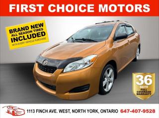 Welcome to First Choice Motors, the largest car dealership in Toronto of pre-owned cars, SUVs, and vans priced between $5000-$15,000. With an impressive inventory of over 300 vehicles in stock, we are dedicated to providing our customers with a vast selection of affordable and reliable options. <br><br>Were thrilled to offer a used 2010 Toyota Matrix, orange color with 248,000km (STK#7375) This vehicle was $8490 NOW ON SALE FOR $7990. It is equipped with the following features:<br>- Automatic Transmission<br>- All wheel drive<br>- Alloy wheels<br>- Power windows<br>- Power locks<br>- Power mirrors<br>- Air Conditioning<br><br>At First Choice Motors, we believe in providing quality vehicles that our customers can depend on. All our vehicles come with a 36-day FULL COVERAGE warranty. We also offer additional warranty options up to 5 years for our customers who want extra peace of mind.<br><br>Furthermore, all our vehicles are sold fully certified with brand new brakes rotors and pads, a fresh oil change, and brand new set of all-season tires installed & balanced. You can be confident that this car is in excellent condition and ready to hit the road.<br><br>At First Choice Motors, we believe that everyone deserves a chance to own a reliable and affordable vehicle. Thats why we offer financing options with low interest rates starting at 7.9% O.A.C. Were proud to approve all customers, including those with bad credit, no credit, students, and even 9 socials. Our finance team is dedicated to finding the best financing option for you and making the car buying process as smooth and stress-free as possible.<br><br>Our dealership is open 7 days a week to provide you with the best customer service possible. We carry the largest selection of used vehicles for sale under $9990 in all of Ontario. We stock over 300 cars, mostly Hyundai, Chevrolet, Mazda, Honda, Volkswagen, Toyota, Ford, Dodge, Kia, Mitsubishi, Acura, Lexus, and more. With our ongoing sale, you can find your dream car at a price you can afford. Come visit us today and experience why we are the best choice for your next used car purchase!<br><br>All prices exclude a $10 OMVIC fee, license plates & registration  and ONTARIO HST (13%)