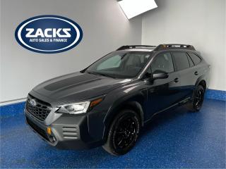 New Price! 2022 Subaru Outback Wilderness Wilderness Edition | Zacks Certified | Certified. Lineartronic CVT AWD Magnetite Gray Metallic 2.4L DOHC 16V<br>Odometer is 1693 kilometers below market average!<br><br>17 x 7 Aluminum Alloy Wheels, AM/FM radio: SiriusXM, Apple CarPlay/Android Auto, Automatic temperature control, Exterior Parking Camera Rear, Front fog lights, Heated Front Bucket Seats, Heated rear seats, Heated steering wheel, Power driver seat, Power Liftgate, Power moonroof, Power windows, Remote keyless entry, Subaru STARLINK Connected Services, Tilt steering wheel, Turn signal indicator mirrors.<br><br>Certification Program Details: Fully Reconditioned | Fresh 2 Yr MVI | 30 day warranty* | 110 point inspection | Full tank of fuel | Krown rustproofed | Flexible financing options | Professionally detailed<br><br>This vehicle is Zacks Certified! Youre approved! We work with you. Together well find a solution that makes sense for your individual situation. Please visit us or call 902 843-3900 to learn about our great selection.<br><br>With 22 lenders available Zacks Auto Sales can offer our customers with the lowest available interest rate. Thank you for taking the time to check out our selection!