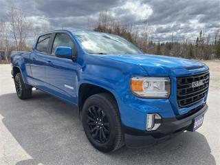<b>Remote Start, Apple CarPlay, Android Auto, EZ Lift Tailgate, Rear View Camera, Power Seat, Touchscreen, Leather Steering Wheel, 4G LTE, Fog Lamps, Accident Free on Carfax Report, Local Trade not a Rental, Non-Smoker, Fresh Oil Change! <br> <br></b><br>   Compare at $45755 - Kia of Timmins is just $43995! <br> <br>   This professional grade GMC Canyon does not compromise between power, efficiency or style. This  2022 GMC Canyon is fresh on our lot in Timmins. <br> <br>This GMC Canyon is built around the idea of a all-in-one work truck, providing the durability and premium detail you expect from a Professional Grade GMC pickup. Capable, versatile and entirely refined, this mid-size Canyon balances power and technology in a package that is spacious and efficient. Whether you need a pickup truck for some occasional hauling, off-road fun, or you just want to have a pickup truck, this premium GMC Canyon fits the bill. It has almost as much capability as its bigger counterparts, but its easier to maneuver, easier to park, and will provide you with better fuel economy. Where ever you and your family go, go confidently in this GMC Canyon that personifies GMCs attitude and dedication to precision.This low mileage  crew cab 4X4 pickup  has just 39,069 kms. Its  blue in colour  . It has a 8 speed automatic transmission and is powered by a  308HP 3.6L V6 Cylinder Engine. <br> <br> Our Canyons trim level is Elevation. Stepping up to the Elevation package brings a lot of modern essentials that truly elevate your ride with an EZ lift and lower tailgate, LED front fog lamps, 4G WiFi, GMC Connected Access, a leather-wrapped steering wheel with audio controls and remote vehicle start with a remote keyless entry system. Additional features include a fully boxed frame for less flex over rough terrain, aluminum wheels, signature LED headlamps, a larger 8 inch touchscreen display paired with Apple CarPlay and Android Auto, StabiliTrak with trailer sway control, a unique CornerStep rear bumper, a 6-way power driver seat, traction control and an rear view camera plus much more. This vehicle has been upgraded with the following features: Air, Rear Air, Tilt, Cruise, Power Windows, Power Locks, Power Mirrors. <br> <br>To apply right now for financing use this link : <a href=https://www.kiaoftimmins.com/timmins-ontario-car-loan-application target=_blank>https://www.kiaoftimmins.com/timmins-ontario-car-loan-application</a><br><br> <br/><br> Buy this vehicle now for the lowest bi-weekly payment of <b>$326.12</b> with $0 down for 84 months @ 8.99% APR O.A.C. ( Plus applicable taxes -  Plus applicable fees   / Total Obligation of $59354  ).  See dealer for details. <br> <br>As a local, family owned and operated dealership we look to be your number one place to buy your new vehicle! Kia of Timmins has been serving a large community across northern Ontario since 2001 and focuses highly on customer satisfaction. Our #1 priority is to make you feel at home as soon as you step foot in our dealership. Family owned and operated, our business is in Timmins, Ontario the city with the heart of gold. Also positioned near many towns in which we service such as: South Porcupine, Porcupine, Gogama, Foleyet, Chapleau, Wawa, Hearst, Mattice, Kapuskasing, Moonbeam, Fauquier, Smooth Rock Falls, Moosonee, Moose Factory, Fort Albany, Kashechewan, Abitibi Canyon, Cochrane, Iroquois falls, Matheson, Ramore, Kenogami, Kirkland Lake, Englehart, Elk Lake, Earlton, New Liskeard, Temiskaming Shores and many more.We have a fresh selection of new & used vehicles for sale for you to choose from. If we dont have what you need, we can find it! All makes and models are within our reach including: Dodge, Chrysler, Jeep, Ram, Chevrolet, GMC, Ford, Honda, Toyota, Hyundai, Mitsubishi, Nissan, Lincoln, Mazda, Subaru, Volkswagen, Mini-vans, Trucks and SUVs.<br><br>We are located at 1285 Riverside Drive, Timmins, Ontario. Too far way? We deliver anywhere in Ontario and Quebec!<br><br>Come in for a visit, call 1-800-661-6907 to book a test drive or visit <a href=https://www.kiaoftimmins.com>www.kiaoftimmins.com</a> for complete details. All prices are plus HST and Licensing.<br><br>We look forward to helping you with all your automotive needs!<br> o~o