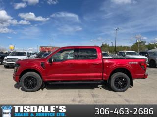 <b>FX4 Off-Road Package, 18 Wheels, Tow Package, XLT Black Appearance Package!</b><br> <br> <br> <br>Check out the large selection of new Fords at Tisdales today!<br> <br>  The Ford F-Series is the best-selling vehicle in Canada for a reason. Its simply the most trusted pickup for getting the job done. <br> <br>Just as you mould, strengthen and adapt to fit your lifestyle, the truck you own should do the same. The Ford F-150 puts productivity, practicality and reliability at the forefront, with a host of convenience and tech features as well as rock-solid build quality, ensuring that all of your day-to-day activities are a breeze. Theres one for the working warrior, the long hauler and the fanatic. No matter who you are and what you do with your truck, F-150 doesnt miss.<br> <br> This rapid red metallic tinted clearcoat Crew Cab 4X4 pickup   has an automatic transmission and is powered by a  400HP 3.5L V6 Cylinder Engine.<br> <br> Our F-150s trim level is XLT. This XLT trim steps things up with running boards, dual-zone climate control and a 360 camera system, along with great standard features such as class IV tow equipment with trailer sway control, remote keyless entry, cargo box lighting, and a 12-inch infotainment screen powered by SYNC 4 featuring voice-activated navigation, SiriusXM satellite radio, Apple CarPlay, Android Auto and FordPass Connect 5G internet hotspot. Safety features also include blind spot detection, lane keep assist with lane departure warning, front and rear collision mitigation and automatic emergency braking. This vehicle has been upgraded with the following features: Fx4 Off-road Package, 18 Wheels, Tow Package, Xlt Black Appearance Package. <br><br> View the original window sticker for this vehicle with this url <b><a href=http://www.windowsticker.forddirect.com/windowsticker.pdf?vin=1FTFW3L82RKE13406 target=_blank>http://www.windowsticker.forddirect.com/windowsticker.pdf?vin=1FTFW3L82RKE13406</a></b>.<br> <br>To apply right now for financing use this link : <a href=http://www.tisdales.com/shopping-tools/apply-for-credit.html target=_blank>http://www.tisdales.com/shopping-tools/apply-for-credit.html</a><br><br> <br/> Total  cash rebate of $7000 is reflected in the price. Credit includes $7,000 Non-Stackable Cash Purchase Assistance. Credit is available in lieu of subvented financing rates.  Incentives expire 2024-07-02.  See dealer for details. <br> <br>Tisdales is not your standard dealership. Sales consultants are available to discuss what vehicle would best suit the customer and their lifestyle, and if a certain vehicle isnt readily available on the lot, one will be brought in.<br> Come by and check out our fleet of 20+ used cars and trucks and 80+ new cars and trucks for sale in Kindersley.  o~o