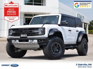 2023 Ford Bronco Raptor 4X4 equipped with a 3.0L EcoBoost V6 engine and an automatic transmission now available for sale at Kennedy Ford in Oakville, ON.Options include: 374A equipment group, 17-inch black forged beadlock wheels, interior carbon fibre package, leather/suede seats, and much more!Exterior: Oxford WhiteInterior: Black LeatherPerks of purchasing this vehicle from Kennedy Ford include: non-commission sales representatives, market value pricing, CarFax report with every vehicle, 3 years of tire insurance (we will repair or replace the tire from damage caused by things such as nails/screws), our vehicles come with a safety certificate, in addition to the safety inspection we also complete a 52 point inspection, we use all Ford genuine parts when completing work on the vehicle - no cheap aftermarket parts! Our vehicles also come fully detailed upon delivery.   We offer financing for clients with all types of credit; our on-site financial services managers work closely with 11 different financial institutions to obtain our clients loan approvals.Want more information or to book a test drive? Submit an inquiry.   Google score of 4.6 stars! Experience our family-owned and operated atmosphere for yourself at our full-service Ford Dealership.   We are located at the corner of Dorval & Wyecroft Road in beautiful Oakville, ON, just south of the QEW.   280-South Service Road West Oakville, ON.SALES HOURS: Monday - Thursday : 9:00am - 7:00pm Friday: 9:00am - 6:00pm Saturday: 9:00am - 5:00pm Sunday: CLOSED Appointments are recommended to ensure we have the vehicle ready for when you arrive.   Submit an inquiry to book an appointment.