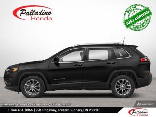 <b>Leather Seats,  Heated Seats,  Apple CarPlay,  Android Auto,  Navigation!</b><br> <br>    This Jeep Cherokee is an affordable mid-size SUV thats equal parts capable, stylish, and very comfortable. This  2021 Jeep Cherokee is fresh on our lot in Sudbury. <br> <br>With an exceptionally smooth ride and an award-winning interior, this Jeep Cherokee can take you anywhere in comfort and style. This Cherokee has a refined look without sacrificing its rugged presence. Experience the freedom of adventure and discover new territories with the unique and authentically crafted Jeep Cherokee. This  SUV has 64,500 kms. Its  black in colour  . It has an automatic transmission and is powered by a  3.2L V6 24V MPFI DOHC engine.  This unit has some remaining factory warranty for added peace of mind. <br> <br> Our Cherokees trim level is Altitude. This Cherokee Altitude ensures your next adventure will be successful and stylish with added Navigation and Gloss Black exterior badging and accents. Be ready for anything in the city or on the trail with aluminum wheels, towing equipment, LED lighting with automatic headlamps, fog lamps, and cornering lights. This family SUV ensures comfort and safety with UConnect 4 with voice command and Navigation, Android Auto, Apple CarPlay, heated leather seats, a heated leather steering wheel, remote keyless entry, and the ParkView Rear Backup Camera. This vehicle has been upgraded with the following features: Leather Seats,  Heated Seats,  Apple Carplay,  Android Auto,  Navigation,  Aluminum Wheels,  Heated Steering Wheel. <br> To view the original window sticker for this vehicle view this <a href=http://www.chrysler.com/hostd/windowsticker/getWindowStickerPdf.do?vin=1C4PJMMX1MD102609 target=_blank>http://www.chrysler.com/hostd/windowsticker/getWindowStickerPdf.do?vin=1C4PJMMX1MD102609</a>. <br/><br> <br>To apply right now for financing use this link : <a href=https://www.palladinohonda.com/finance/finance-application target=_blank>https://www.palladinohonda.com/finance/finance-application</a><br><br> <br/><br>Palladino Honda is your ultimate resource for all things Honda, especially for drivers in and around Sturgeon Falls, Elliot Lake, Espanola, Alban, and Little Current. Our dealership boasts a vast selection of high-class, top-quality Honda models, as well as expert financing advice and impeccable automotive service. These factors arent what set us apart from other dealerships, though. Rather, our uncompromising customer service and professionalism make every experience unforgettable, and keeps drivers coming back. The advertised price is for financing purchases only. All cash purchases will be subject to an additional surcharge of $2,501.00. This advertised price also does not include taxes and licensing fees.<br> Come by and check out our fleet of 110+ used cars and trucks and 60+ new cars and trucks for sale in Sudbury.  o~o