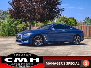 <b>GORGEOUS COUPE !! NAVIGATION, 360 CAMERA, PARKING SENSORS, ADAPTIVE CRUISE CONTROL, COLLISION SENSORS, LANE DEPARTURE, BLUETOOTH, BOSE AUDIO, SUNROOF, LEATHER POWER SEATS W/ MEMORY, HEATED SEATS, HEATED STEERING WHEEL, REMOTE START, 19-IN ALLOY WHEELS</b><br>  <br>CMH certifies that all vehicles meet DOUBLE the Ministry standards for Brakes and Tires<br><br> <br>    This  2017 INFINITI Q60 is for sale today. <br> <br>Luxury cars often have conservative designs that tend to blend in with the crowd. This Infiniti Q60 takes a different approach. A striking, aggressive design turns heads everywhere it goes while the well-appointed interior with premium materials make the comfortable cabin a pleasant place to be. This Q60 has the performance to back up its looks with a responsive engine and strong handling that makes for an engaging driving experience. Enjoy the drive and look good doing it with this Infiniti Q60. This  coupe has 138,561 kms. Its  blue in colour  . It has an automatic transmission and is powered by a  300HP 3.0L V6 Cylinder Engine. <br> <br> Our Q60s trim level is 3.0t. This exciting Q60 is generously appointed with luxurious features. It comes with leather seats which are heated in front, a heated steering wheel with audio and cruise control, a Bose 13-speaker premium sound system, navigation, Bluetooth, SiriusXM, a rearview camera, remote start, dual-zone automatic climate control, a power sunroof, automatic LED headlights, LED fog lights, and more. This vehicle has been upgraded with the following features: Navigation, 360 Degree Camera, Back Up Sensors, Laser Cruise, Forward Crash Sensor, Sunroof, Memory Seat. <br> <br>To apply right now for financing use this link : <a href=https://www.cmhniagara.com/financing/ target=_blank>https://www.cmhniagara.com/financing/</a><br><br> <br/><br>Trade-ins are welcome! Financing available OAC ! Price INCLUDES a valid safety certificate! Price INCLUDES a 60-day limited warranty on all vehicles except classic or vintage cars. CMH is a Full Disclosure dealer with no hidden fees. We are a family-owned and operated business for over 30 years! o~o
