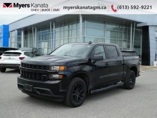 <b>Apple CarPlay,  Android Auto,  Aluminum Wheels,  Remote Keyless Entry,  Cruise Control!</b><br> <br>     This  2021 Chevrolet Silverado 1500 is fresh on our lot in Kanata. <br> <br>The Chevy Silverado 1500 is functional and ergonomic, suited for the work-site and or family life. Bold styling throughout gives it amazing curb appeal and a dominating stance on the road, while the its smartly designed interior keeps every passenger in superb comfort and connectivity on any trip. With brawn, brains and reliability, this pickup was built by truck people, for truck people, and comes from the family of the most dependable, longest-lasting full-size pickups on the road. This  Crew Cab 4X4 pickup  has 81,774 kms. Its  black in colour  . It has an automatic transmission and is powered by a  310HP 2.7L 4 Cylinder Engine. <br> <br> Our Silverado 1500s trim level is Custom. Stepping up to this Silverado Custom is a great choice as it comes with some excellent standard features like aluminum wheels, a 7 inch color touchscreen display with Apple CarPlay and Android Auto, Chevrolet MyLink and bluetooth streaming audio, body coloured exterior accents and painted bumpers, cruise control plus easy to clean rubber floors. Additional features also include remote keyless entry and a locking tailgate, 4G LTE hotspot capability, a rear vision camera, teen driver technology and power windows. This vehicle has been upgraded with the following features: Apple Carplay,  Android Auto,  Aluminum Wheels,  Remote Keyless Entry,  Cruise Control,  Rear View Camera,  Touch Screen. <br> <br>To apply right now for financing use this link : <a href=https://www.myerskanatagm.ca/finance/ target=_blank>https://www.myerskanatagm.ca/finance/</a><br><br> <br/><br>Price is plus HST and licence only.<br> Book a test drive today at myerskanatagm.ca<br>*LIFETIME ENGINE TRANSMISSION WARRANTY NOT AVAILABLE ON VEHICLES WITH KMS EXCEEDING 140,000KM, VEHICLES 8 YEARS & OLDER, OR HIGHLINE BRAND VEHICLE(eg. BMW, INFINITI. CADILLAC, LEXUS...)<br> Come by and check out our fleet of 50+ used cars and trucks and 150+ new cars and trucks for sale in Kanata.  o~o