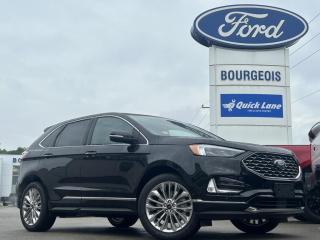 <b>Navigation, Titanium Elite App Package, Sunroof, Cold Weather Package, Heated Steering Wheel!</b><br> <br> <br> <br>  With a great mix of efficiency and incredible performance, the Ford Edge is here to get you wherever you want to go. <br> <br>With meticulous attention to detail and amazing style, the Ford Edge seamlessly integrates power, performance and handling with awesome technology to help you multitask your way through the challenges that life throws your way. Made for an active lifestyle and spontaneous getaways, the Ford Edge is as rough and tumble as you are. Push the boundaries and stay connected to the road with this sweet ride!<br> <br> This agate black SUV  has a 8 speed automatic transmission and is powered by a  250HP 2.0L 4 Cylinder Engine.<br> <br> Our Edges trim level is Titanium. For a healthy dose of luxury and refinement, step up to this Titanium trim, lavishly appointed with premium heated leather seats with power adjustment and lumbar support, perimeter approach lights, a sonorous 12-speaker Bang & Olufsen audio system, and a numeric keypad for extra security. This trim also features a power liftgate for rear cargo access, a key fob with remote engine start and rear parking sensors, a 12-inch capacitive infotainment screen bundled with wireless Apple CarPlay and Android Auto, SiriusXM satellite radio, and 4G mobile hotspot internet connectivity. You and yours are assured of optimum road safety, with blind spot detection, rear cross traffic alert, pre-collision assist with automatic emergency braking, lane keeping assist, lane departure warning, forward collision alert, driver monitoring alert, and a rearview camera with an inbuilt washer. Also standard include proximity keyless entry, dual-zone climate control, 60-40 split front folding rear seats, LED headlights with automatic high beams, and even more. This vehicle has been upgraded with the following features: Navigation, Titanium Elite App Package, Sunroof, Cold Weather Package, Heated Steering Wheel, Trailer Tow Package, Control Cruise. <br><br> View the original window sticker for this vehicle with this url <b><a href=http://www.windowsticker.forddirect.com/windowsticker.pdf?vin=2FMPK4K96RBB22137 target=_blank>http://www.windowsticker.forddirect.com/windowsticker.pdf?vin=2FMPK4K96RBB22137</a></b>.<br> <br>To apply right now for financing use this link : <a href=https://www.bourgeoismotors.com/credit-application/ target=_blank>https://www.bourgeoismotors.com/credit-application/</a><br><br> <br/> Incentives expire 2024-06-06.  See dealer for details. <br> <br>Discount on vehicle represents the Cash Purchase discount applicable and is inclusive of all non-stackable and stackable cash purchase discounts from Ford of Canada and Bourgeois Motors Ford and is offered in lieu of sub-vented lease or finance rates. To get details on current discounts applicable to this and other vehicles in our inventory for Lease and Finance customer, see a member of our team. </br></br>Discover a pressure-free buying experience at Bourgeois Motors Ford in Midland, Ontario, where integrity and family values drive our 78-year legacy. As a trusted, family-owned and operated dealership, we prioritize your comfort and satisfaction above all else. Our no pressure showroom is lead by a team who is passionate about understanding your needs and preferences. Located on the shores of Georgian Bay, our dealership offers more than just vehiclesits an experience rooted in community, trust and transparency. Trust us to provide personalized service, a diverse range of quality new Ford vehicles, and a seamless journey to finding your perfect car. Join our family at Bourgeois Motors Ford and let us redefine the way you shop for your next vehicle.<br> Come by and check out our fleet of 80+ used cars and trucks and 220+ new cars and trucks for sale in Midland.  o~o