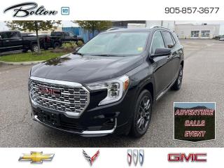 <b>Leather Seats!</b><br> <br> <br> <br>  This 2024 GMC Terrain sports a muscular appearance with voluminous interior space and plus ride quality. <br> <br>From endless details that drastically improve this SUVs usability, to striking style and amazing capability, this 2024 Terrain is exactly what you expect from a GMC SUV. The interior has a clean design, with upscale materials like soft-touch surfaces and premium trim. You cant go wrong with this SUV for all your family hauling needs.<br> <br> This ebony twilight metallic  SUV  has an automatic transmission and is powered by a  175HP 1.5L 4 Cylinder Engine.<br> <br> Our Terrains trim level is Denali. This Terrain Denali comes fully loaded with premium leather cooled seats with memory settings, a large colour touchscreen infotainment system featuring navigation, Apple CarPlay, Android Auto, SiriusXM, Bose premium audio, wireless charging and its 4G LTE capable. This luxurious Terrain Denali also comes with a power rear liftgate, automatic park assist, lane change alert with blind spot detection, exclusive aluminum wheels and exterior accents, a leather-wrapped steering wheel, lane keep assist with lane departure warning, forward collision alert, adaptive cruise control, a remote engine starter, HD surround vision camera, heads up display, LED signature lighting, an enhanced premium suspension and a 60/40 split-folding rear seat to make hauling large items a breeze. This vehicle has been upgraded with the following features: Leather Seats. <br><br> <br>To apply right now for financing use this link : <a href=http://www.boltongm.ca/?https://CreditOnline.dealertrack.ca/Web/Default.aspx?Token=44d8010f-7908-4762-ad47-0d0b7de44fa8&Lang=en target=_blank>http://www.boltongm.ca/?https://CreditOnline.dealertrack.ca/Web/Default.aspx?Token=44d8010f-7908-4762-ad47-0d0b7de44fa8&Lang=en</a><br><br> <br/>    3.99% financing for 84 months. <br> Buy this vehicle now for the lowest bi-weekly payment of <b>$277.49</b> with $4893 down for 84 months @ 3.99% APR O.A.C. ( Plus applicable taxes -  Plus applicable fees   ).  Incentives expire 2024-05-31.  See dealer for details. <br> <br>At Bolton Motor Products, we offer new Chevrolet, Cadillac, Buick, GMC cars and trucks in Bolton, along with used cars, trucks and SUVs by top manufacturers. Our sales staff will help you find that new or used car you have been searching for in the Bolton, Brampton, Nobleton, Kleinburg, Vaughan, & Maple area. o~o