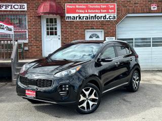<p>Super-Clean, Local Kia Sportage from Oshawa, ON! This SX Turbo AWD model looks amazing and is loaded up inside and out with fantastic options! The exterior looks sharp in its Black paint and factory machine-finished alloy wheels, featuring keyless entry with a proximity key, a large power panoramic sunroof, automatic headlights, foglights, lane departure warning, blind spot detection warning, roof rack rails, tinted privacy glass, a sleek rear spoiler, integrated mirror turn signals, power rear lift gate, a peppy fuel efficient 2.0L 4-cylinder turbocharged engine and automatic transmission powering the All-Wheel-Drive system! The interior is clean and comfortable with a stylish colour scheme, heated and cooled power-adjustable front seats with driver lumbar control, heated rear seating, a large cargo area with retractable cargo shade, a set of all-weather floor mats, power door locks, windows, and power-folding mirrors, a heated leather-wrapped steering wheel with audio and cruise controls, an easy to read and use central gauge cluster, push-button start, a large central touch screen AM/FM/XM Satellite Radio with Harman/Kardon Premium Audio system, Factory Navigation, Android Auto, Bluetooth and Backup Camera, Dual Zone A/C climate control with front and rear window defrost settings, multiple drive modes including ECO and Sport Mode, differential lock, driver assist suite, hill descent assist, Auto-Hold Brake, USB/AUX/12V accessory ports and more!</p><p> </p><p>Beautiful inside and out, no reported accidents, great options!</p><p> </p><p>Call (905) 623-2906</p><p> </p><p>Text Ryan: (905) 429-9680 or Email: ryan@markrainford.ca</p><p> </p><p>Text Mark: (905) 431-0966 or Email: mark@markrainford.ca</p>