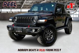 2024 Jeep Wrangler Rubicon X 4 Door | 3.6L V6 | FULLY LOADED | 35" Tires | Heated Nappa Leather Seats | Uconnect 12.3" Touchscreen Display w/ Navigation | Alpine Premium Audio System | LED Lighting Package | Heated Steering Wheel | Remote Start | Enhanced Adaptive Cruise Control | Forward Collision Warning | Blind Spot Monitoring | Parking Sensors | Wireless Apple CarPlay & Android Auto | Integrated Off-road Camera | Dual-top Group w/ Black Premium Sunrider Soft Top | Mopar Performance Satin Black Grille | 4.56 Rear Axle Ratio

Clean Carfax No Accidents

Get ready to conquer the trails with the 2024 Jeep Wrangler Rubicon X 4 Door. Powered by a robust 3.6L V6 engine & paired with the Xtreme Recon 35" Tire Package, this fully loaded off-road beast is equipped to handle any adventure with confidence. Inside, experience ultimate comfort with heated Nappa leather seats and a spacious cabin designed for adventure. Stay connected and entertained with the Uconnect 12.3" touchscreen display featuring navigation, wireless Apple CarPlay & Android Auto, and an Alpine Premium Audio System. Safety is paramount with enhanced adaptive cruise control, forward collision warning, blind-spot monitoring, and parking sensors providing peace of mind on the road. Additional features include LED lighting, a heated steering wheel, remote start, and an integrated off-road camera for enhanced visibility. With the Dual-top Group featuring a Black Premium Sunrider Soft Top and a Mopar Performance Satin Black Grille, this Jeep Wrangler Rubicon X stands out from the crowd. Plus, with a 4.56 rear axle ratio, its ready to tackle the toughest trails with ease. Experience the thrill of off-road exploration like never before with the 2024 Jeep Wrangler Rubicon X 4 Door.
______________________________________________________

Engage & Explore with Peel Chrysler: Whether youre inquiring about our latest offers or seeking guidance, 1-866-652-6197 connects you directly. Dive deeper online or connect with our team to navigate your automotive journey seamlessly.

WE TAKE ALL TRADES & CREDIT. WE SHIP ANYWHERE IN CANADA! OUR TEAM IS READY TO SERVE YOU 7 DAYS! COME SEE WHY NOBODY BEATS A DEAL FROM PEEL! Your Source for ALL make and models used cars and trucks
______________________________________________________

*FREE CarFax (click the link above to check it out at no cost to you!)*

*FULLY CERTIFIED! (Have you seen some of these other dealers stating in their advertisements that certification is an additional fee? NOT HERE! Our certification is already included in our low sale prices to save you more!)

______________________________________________________

Peel Chrysler  A Trusted Destination: Based in Port Credit, Ontario, we proudly serve customers from all corners of Ontario and Canada including Toronto, Oakville, North York, Richmond Hill, Ajax, Hamilton, Niagara Falls, Brampton, Thornhill, Scarborough, Vaughan, London, Windsor, Cambridge, Kitchener, Waterloo, Brantford, Sarnia, Pickering, Huntsville, Milton, Woodbridge, Maple, Aurora, Newmarket, Orangeville, Georgetown, Stouffville, Markham, North Bay, Sudbury, Barrie, Sault Ste. Marie, Parry Sound, Bracebridge, Gravenhurst, Oshawa, Ajax, Kingston, Innisfil and surrounding areas. On our website www.peelchrysler.com, you will find a vast selection of new vehicles including the new and used Ram 1500, 2500 and 3500. Chrysler Grand Caravan, Chrysler Pacifica, Jeep Cherokee, Wrangler and more. All vehicles are priced to sell. We deliver throughout Canada. website or call us 1-866-652-6197. 

Your Journey, Our Commitment: Beyond the transaction, Peel Chrysler prioritizes your satisfaction. While many of our pre-owned vehicles come equipped with two keys, variations might occur based on trade-ins. Regardless, our commitment to quality and service remains steadfast. Experience unmatched convenience with our nationwide delivery options. All advertised prices are for cash sale only. Optional Finance and Lease terms are available. A Loan Processing Fee of $499 may apply to facilitate selected Finance or Lease options. If opting to trade an encumbered vehicle towards a purchase and require Peel Chrysler to facilitate a lien payout on your behalf, a Lien Payout Fee of $299 may apply. Contact us for details. Peel Chrysler Pre-Owned Vehicles come standard with only one key.