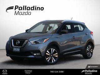 <b><br>Low Mileage!<br><br></b><br>     The Nissan Kicks defines value, efficiency, and capability in a stylish package. This  2020 Nissan Kicks is for sale today in Sudbury. <br> <br>One of the best compact crossovers on the market, the 2020 Nissan Kicks manages to stand out for its style, comfort, and size. In a world of monotonous compact crossovers, the Kicks has a lot of unique styling and technology that make it an extremely compelling option. Whether this Nissan Kicks is just getting groceries or hauling you and your gear for a weekend getaway, this Kicks can do it all in style and comfort. This low mileage  SUV has just 37,707 kms. Its  gun metallic in colour  . It has an automatic transmission and is powered by a  1.6L I4 16V MPFI DOHC engine.  It may have some remaining factory warranty, please check with dealer for details. <br> <br> Our Kickss trim level is SR. This Nissan Kicks SR is the top shelf with remote keyless entry, automatic climate control, heated front seats, leather steering wheel with cruise and audio control, 7 inch touchscreen, Android Auto and Apple CarPlay compatibility, Bluetooth, SiriusXM, and USB and aux jacks through a Bose premium sound system keeping you comfortable and connected while smart features like fog lights, heated power side mirrors with turn signals, AroundView 360 degree camera, impressive array of air bags, intelligent automatic emergency braking, aluminum wheels, intelligent automatic LED headlights, Advanced Drive Assist Display in the instrument cluster, and blind spot warning with rear cross traffic alert keep you safe and help you drive smoothly. This vehicle has been upgraded with the following features: Heated Seats,  Fog Lights,  Remote Keyless Entry,  Android Auto,  Apple Carplay,  Steering Wheel Audio Control,  Active Emergency Braking. <br> <br>To apply right now for financing use this link : <a href=https://www.palladinomazda.ca/finance/ target=_blank>https://www.palladinomazda.ca/finance/</a><br><br> <br/><br>Palladino Mazda in Sudbury Ontario is your ultimate resource for new Mazda vehicles and used Mazda vehicles. We not only offer our clients a large selection of top quality, affordable Mazda models, but we do so with uncompromising customer service and professionalism. We takes pride in representing one of Canadas premier automotive brands. Mazda models lead the way in terms of affordability, reliability, performance, and fuel efficiency.The advertised price is for financing purchases only. All cash purchases will be subject to an additional surcharge of $2,501.00. This advertised price also does not include taxes and licensing fees.<br> Come by and check out our fleet of 90+ used cars and trucks and 90+ new cars and trucks for sale in Sudbury.  o~o