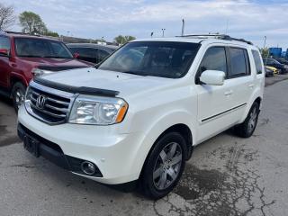 Just Arrived! Beautiful Pearl White on Black Leather Interior 2012 Honda Pilot TOURING 4WD. NO ACCIDENTS! CLEAN IN AND OUT! TIMING BELT REPLACED BY HONDA AT 136,612 KMS! Regularly Serviced by Honda! Local Ontario Vehicle. Has 219,944 Kms. Runs Great. No issues. Great 8 Seater Family SUV. Fully Loaded with Navigation System, Rear DVD Entertainment System, Backup Camera, Bluetooth, CD/AUX/USB, Sunroof, Leather Seats, Power Seats, Driver Memory Seat, Heated Front and Rear Seats, Power Tailgate, Parking Sensors, Keyless Entry, Alarm, Alloy Wheels, Fog Lights, Steering Wheel Audio, Phone, and Cruise Controls! <br/> *Safety Certified at no extra cost* <br/> *Welcome to get vehicle checked by any mechanic before purchase* <br/> All in price : $12,989 plus HST and license plates. <br/> Call : 647-303-2585 or 647-631-8755 <br/> E-mail : info@bramptonautocenter.ca <br/> Brampton Auto Center <br/> 69 Eastern Avenue, Brampton ON, L6W 1X9. Unit 206 <br/> Brampton Auto Center, welcomes you! Family owned dealership located in the GTA. We take pride in our work. Customer service is our priority. Full disclosure with honesty. We are OMVIC registered and proud member of the UCDA. You are welcomed to get the vehicle checked by any mechanic before purchase, for quality assurance. Financing available for all types of credit! Good, bad or no credit. No problem! We will get you approved. Warranty options available for any year, make or model! Contact dealer for more details. <br/>