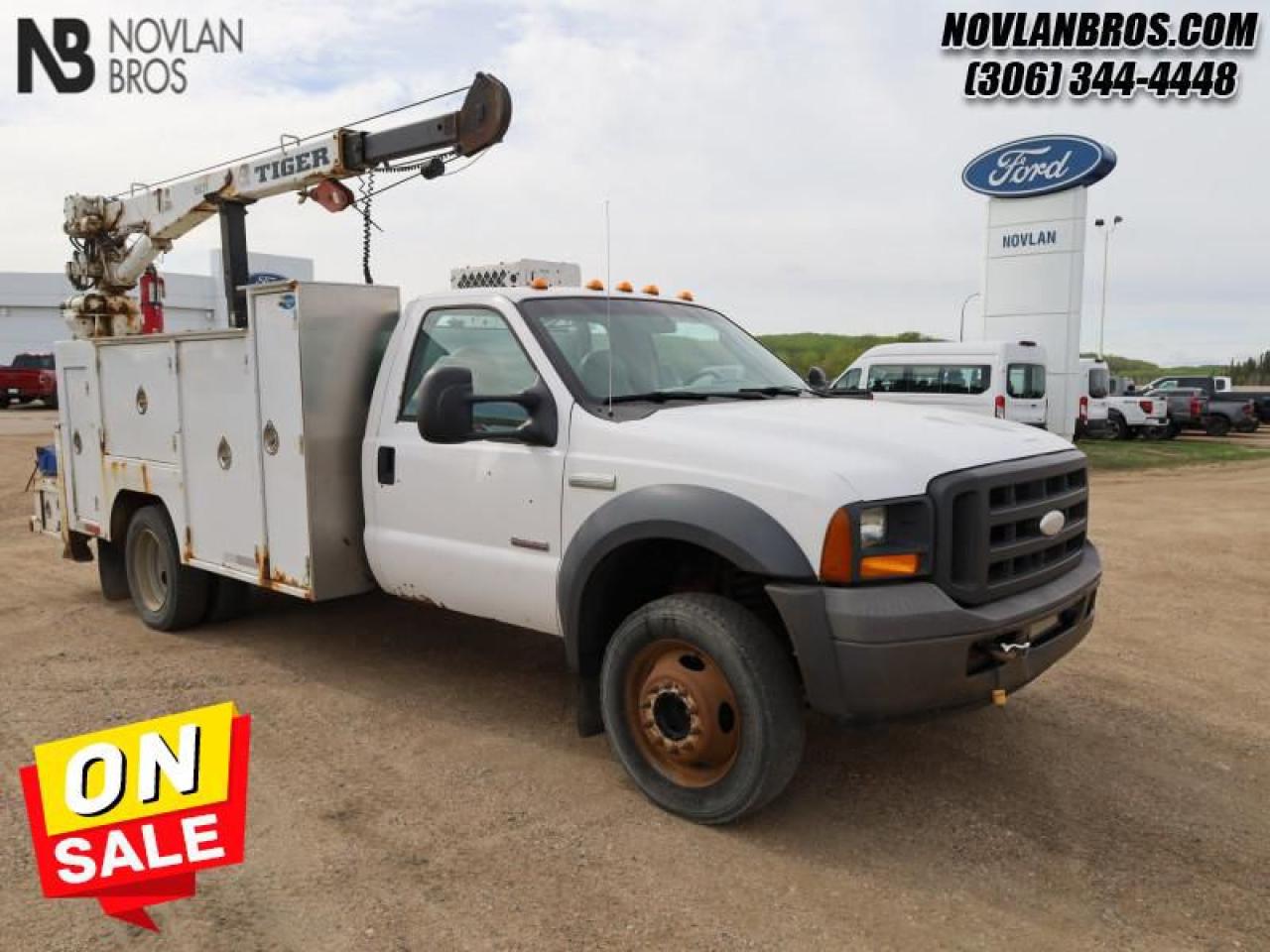 <b>Mechanics Truck, Service Body, Bench Seat, SOLD AS-IS!</b><br> <br> Check out our great inventory of pre-owned vehicles at Novlan Brothers!<br> <br> On Sale! Save $5000 on this one, weve marked it down from $29800.   Hello. This  2005 Ford F-550 Super Duty DRW is for sale today in Paradise Hill. <br> <br>This  sought after diesel  pickup  has 347,453 kms. Its  white in colour  . It has an automatic transmission and is powered by a  325HP 6.0L 8 Cylinder Engine.   This vehicle has been upgraded with the following features: Mechanics Truck, Service Body, Bench Seat, Sold As-is. <br> <br>To apply right now for financing use this link : <a href=http://novlanbros.com/credit/ target=_blank>http://novlanbros.com/credit/</a><br><br> <br/><br>The Novlan family is owned and operated by a third generation and committed to the values inherent from our humble beginnings.<br> Come by and check out our fleet of 30+ used cars and trucks and 50+ new cars and trucks for sale in Paradise Hill.  o~o