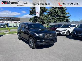 Compare at $61159 - Our Price is just $59378! <br> <br>   As big as a luxury yacht and just as opulent inside, this QX80 is Infinitis take on the full-size luxury SUV. This  2022 INFINITI QX80 is fresh on our lot in Ottawa. <br> <br>Embrace luxury grand enough to accommodate all the experiences you seek, and powerful enough to amplify them. This Infiniti QX80 unleashes your potential with capability that few can rival, extensive rewards that fill your journey, and presence that none can match. This full-size luxury SUV is not larger than life, its as large as the life you want.This  SUV has 71,435 kms. Its  black in colour  . It has an automatic transmission and is powered by a  400HP 5.6L 8 Cylinder Engine. <br> <br>To apply right now for financing use this link : <a href=https://www.myersinfiniti.ca/finance/ target=_blank>https://www.myersinfiniti.ca/finance/</a><br><br> <br/><br> Buy this vehicle now for the lowest bi-weekly payment of <b>$529.38</b> with $0 down for 84 months @ 11.00% APR O.A.C. ( taxes included, and licensing fees   ).  See dealer for details. <br> <br>*LIFETIME ENGINE TRANSMISSION WARRANTY NOT AVAILABLE ON VEHICLES WITH KMS EXCEEDING 140,000KM, VEHICLES 8 YEARS & OLDER, OR HIGHLINE BRAND VEHICLE(eg. BMW, INFINITI. CADILLAC, LEXUS...)<br> Come by and check out our fleet of 40+ used cars and trucks and 90+ new cars and trucks for sale in Ottawa.  o~o