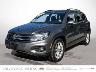Only 79,980 Miles! This Volkswagen Tiguan delivers a Intercooled Turbo Premium Unleaded I-4 2.0 L/121 engine powering this Automatic transmission. Window Grid And Roof Mount Diversity Antenna, Wheels: 7J x 17 Philadelphia Alloy, Variable Intermittent Wipers w/Heated Jets.* This Volkswagen Tiguan Features the Following Options *Valet Function, Trip Computer, Transmission: 6-Speed Automatic w/Tiptronic -inc: sport mode, Tires: 235/55R17 H AS, Tailgate/Rear Door Lock Included w/Power Door Locks, Strut Front Suspension w/Coil Springs, Streaming Audio, Steel Spare Wheel, Single Stainless Steel Exhaust, Side Impact Beams.* Stop By Today *Test drive this must-see, must-drive, must-own beauty today at Volvo of Halifax, 3377 Kempt Road, Halifax, NS B3K-4X5.