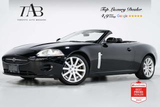 This Powerful 2007 Jaguar XK is a local Ontario vehicle with a clean Carfax report. It offers a luxurious and exhilarating driving experience with timeless style, refined performance, and modern amenities, making it a desirable choice for those seeking a premium convertible grand tourer.

Key Features Includes:

- V8 
- Convertible
- Navigation
- Bluetooth
- Parking Aid
- Alpine Sound System
- CD
- AM/FM
- Front Heated Seats
- Heated Steering Wheel
- Cruise Control
- 19" Alloy Wheels 

NOW OFFERING 3 MONTH DEFERRED FINANCING PAYMENTS ON APPROVED CREDIT. 

Looking for a top-rated pre-owned luxury car dealership in the GTA? Look no further than Toronto Auto Brokers (TAB)! Were proud to have won multiple awards, including the 2024 AutoTrader Best Priced Dealer, 2024 CBRB Dealer Award, the Canadian Choice Award 2024, the 2024 BNS Award, the 2024 Three Best Rated Dealer Award, and many more!

With 30 years of experience serving the Greater Toronto Area, TAB is a respected and trusted name in the pre-owned luxury car industry. Our 30,000 sq.Ft indoor showroom is home to a wide range of luxury vehicles from top brands like BMW, Mercedes-Benz, Audi, Porsche, Land Rover, Jaguar, Aston Martin, Bentley, Maserati, and more. And we dont just serve the GTA, were proud to offer our services to all cities in Canada, including Vancouver, Montreal, Calgary, Edmonton, Winnipeg, Saskatchewan, Halifax, and more.

At TAB, were committed to providing a no-pressure environment and honest work ethics. As a family-owned and operated business, we treat every customer like family and ensure that every interaction is a positive one. Come experience the TAB Lifestyle at its truest form, luxury car buying has never been more enjoyable and exciting!

We offer a variety of services to make your purchase experience as easy and stress-free as possible. From competitive and simple financing and leasing options to extended warranties, aftermarket services, and full history reports on every vehicle, we have everything you need to make an informed decision. We welcome every trade, even if youre just looking to sell your car without buying, and when it comes to financing or leasing, we offer same day approvals, with access to over 50 lenders, including all of the banks in Canada. Feel free to check out your own Equifax credit score without affecting your credit score, simply click on the Equifax tab above and see if you qualify.

So if youre looking for a luxury pre-owned car dealership in Toronto, look no further than TAB! We proudly serve the GTA, including Toronto, Etobicoke, Woodbridge, North York, York Region, Vaughan, Thornhill, Richmond Hill, Mississauga, Scarborough, Markham, Oshawa, Peteborough, Hamilton, Newmarket, Orangeville, Aurora, Brantford, Barrie, Kitchener, Niagara Falls, Oakville, Cambridge, Kitchener, Waterloo, Guelph, London, Windsor, Orillia, Pickering, Ajax, Whitby, Durham, Cobourg, Belleville, Kingston, Ottawa, Montreal, Vancouver, Winnipeg, Calgary, Edmonton, Regina, Halifax, and more.

Call us today or visit our website to learn more about our inventory and services. And remember, all prices exclude applicable taxes and licensing, and vehicles can be certified at an additional cost of $799.