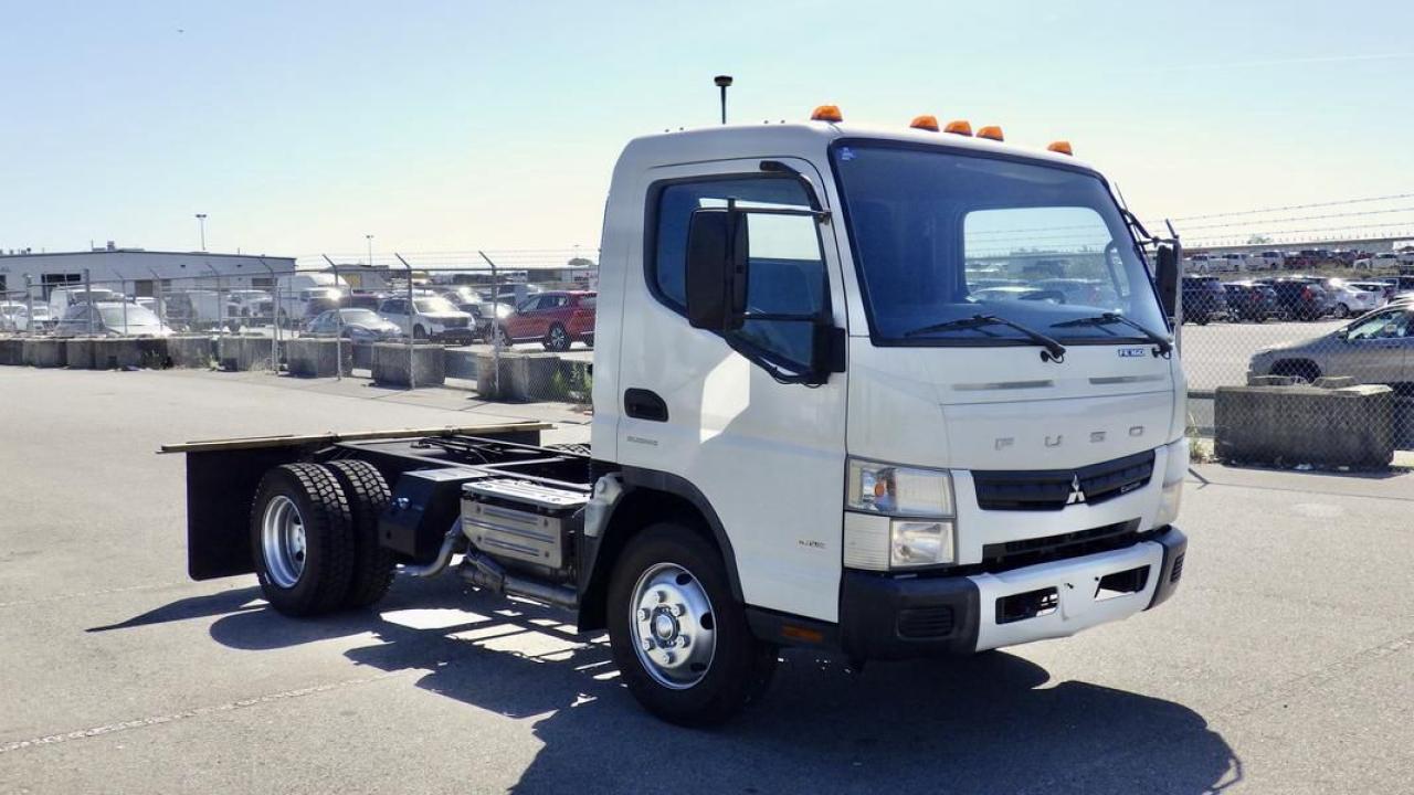 2015 Mitsubishi Fuso FE Cab And Chassis  3 seater Diesel,  3.0L L4 TURBO DIESEL engine, 4 cylinder, 2 door, automatic, 4X2, cruise control, air conditioning, AM/FM radio, power mirrors, white exterior, gray interior, cloth. Certificate and Decal valid to January 2025. Measurements : Wheel Base is 110 Inches, Total Length : 16 Foot 5 Inches, Back of cab to end of Frame is 11 Foot, Back of cab to centre of rear wheel is 87 inches. (All the measurements are deemed to be correct but not guaranteed ) Certification and Decal valid until January 2025.  $29,580.00 plus $375 processing fee, $29,955.00 total payment obligation before taxes.  Listing report, warranty, contract commitment cancellation fee, financing available on approved credit (some limitations and exceptions may apply). All above specifications and information is considered to be accurate but is not guaranteed and no opinion or advice is given as to whether this item should be purchased. We do not allow test drives due to theft, fraud, acts of vandalism and undetectable impaired driving. Instead we provide the following benefits: Complimentary Warranty (with options to extend), Limited Money Back Satisfaction Guarantee on Fully Completed Contracts, Contract Commitment Cancellation, and an Open-Ended Sell-Back Option. Ask seller for details or call 604-522-REPO(7376) to confirm listing availability.