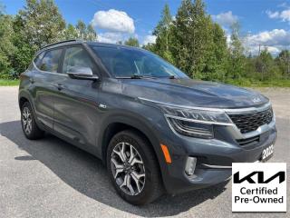 <b>Leather Interior, Heated Steering Wheel, Heated Seats, Power Seats, Apple Carplay, Android Auto, Accident Free on Carfax Report, Local Trade not a Rental, Non-Smoker, Fresh Oil Change, Certified!<br> <br></b><br>   Compare at $28995 - Kia of Timmins is just $27899! <br> <br>   This 2022 KIA Seltos brings a lot of character and refinement the KIA lineup. This  2022 Kia Seltos is for sale today in Timmins. <br> <br>In a world of subcompact SUVs it gets harder and harder to stand out, but this truly unique Kia Seltos manages to make an impact without venturing too far from conventional style. Full of rugged and ready capability, you can rest assured that this Kia Seltos is ready for your next adventure, but that capability doesnt come at the sacrifice of on road comfort. This Kia Seltos is the new face of adventure in a world of sameness.This low mileage  SUV has just 50,223 kms and is a Certified Pre-Owned vehicle. Its  grey in colour  . It has a cvt transmission and is powered by a  146HP 2.0L 4 Cylinder Engine.  And its got a certified used vehicle warranty for added peace of mind. <br> <br> Our Seltoss trim level is EX Premium. This smart Seltos EX Premium comes with Kias UVO Intelligence infotainment system with navigation and intelligence tracker, heated and cooled Sofino seats, a heated rear seat, and distance pacing with stop and go. This family SUV ensures your ride will be connected and comfortable with modern features including a sunroof, a heated leather steering wheel, a proximity key with remote start, automatic air conditioning, Apple CarPlay, and Android Auto. It also comes with a driver selectable transmission, alloy wheels, automatic LED headlamps, fog lamps, collision mitigation, and lane keep assist. This vehicle has been upgraded with the following features: Air, Rear Air, Tilt, Cruise, Power Windows, Power Locks, Power Mirrors. <br> <br>To apply right now for financing use this link : <a href=https://www.kiaoftimmins.com/timmins-ontario-car-loan-application target=_blank>https://www.kiaoftimmins.com/timmins-ontario-car-loan-application</a><br><br> <br/>Kia Certified Pre-Owned vehicles are the most reliable pre-owned vehicles on the road. At Kia, were so sure of this, we stand behind our vehicles with a no hassle 30 day / 2,000 kmexchange privilege. We offer the following benefits: 135 point vehicle inspection, paintless dent removal coverage, key and keyless remote replacement coverage, mechanical breakdown protection (optional coverage), filter changes, $500 graduate bonus (if applicable), CarFax vehicle history report, SiriusXM satellite radio trial, fully backed by Kia Canada. For more information, please contact one of our professional staff at Kia of Timmins.<br> <br/><br> Buy this vehicle now for the lowest bi-weekly payment of <b>$206.81</b> with $0 down for 84 months @ 8.99% APR O.A.C. ( Plus applicable taxes -  Plus applicable fees   / Total Obligation of $37639  ).  See dealer for details. <br> <br>As a local, family owned and operated dealership we look to be your number one place to buy your new vehicle! Kia of Timmins has been serving a large community across northern Ontario since 2001 and focuses highly on customer satisfaction. Our #1 priority is to make you feel at home as soon as you step foot in our dealership. Family owned and operated, our business is in Timmins, Ontario the city with the heart of gold. Also positioned near many towns in which we service such as: South Porcupine, Porcupine, Gogama, Foleyet, Chapleau, Wawa, Hearst, Mattice, Kapuskasing, Moonbeam, Fauquier, Smooth Rock Falls, Moosonee, Moose Factory, Fort Albany, Kashechewan, Abitibi Canyon, Cochrane, Iroquois falls, Matheson, Ramore, Kenogami, Kirkland Lake, Englehart, Elk Lake, Earlton, New Liskeard, Temiskaming Shores and many more.We have a fresh selection of new & used vehicles for sale for you to choose from. If we dont have what you need, we can find it! All makes and models are within our reach including: Dodge, Chrysler, Jeep, Ram, Chevrolet, GMC, Ford, Honda, Toyota, Hyundai, Mitsubishi, Nissan, Lincoln, Mazda, Subaru, Volkswagen, Mini-vans, Trucks and SUVs.<br><br>We are located at 1285 Riverside Drive, Timmins, Ontario. Too far way? We deliver anywhere in Ontario and Quebec!<br><br>Come in for a visit, call 1-800-661-6907 to book a test drive or visit <a href=https://www.kiaoftimmins.com>www.kiaoftimmins.com</a> for complete details. All prices are plus HST and Licensing.<br><br>We look forward to helping you with all your automotive needs!<br> o~o