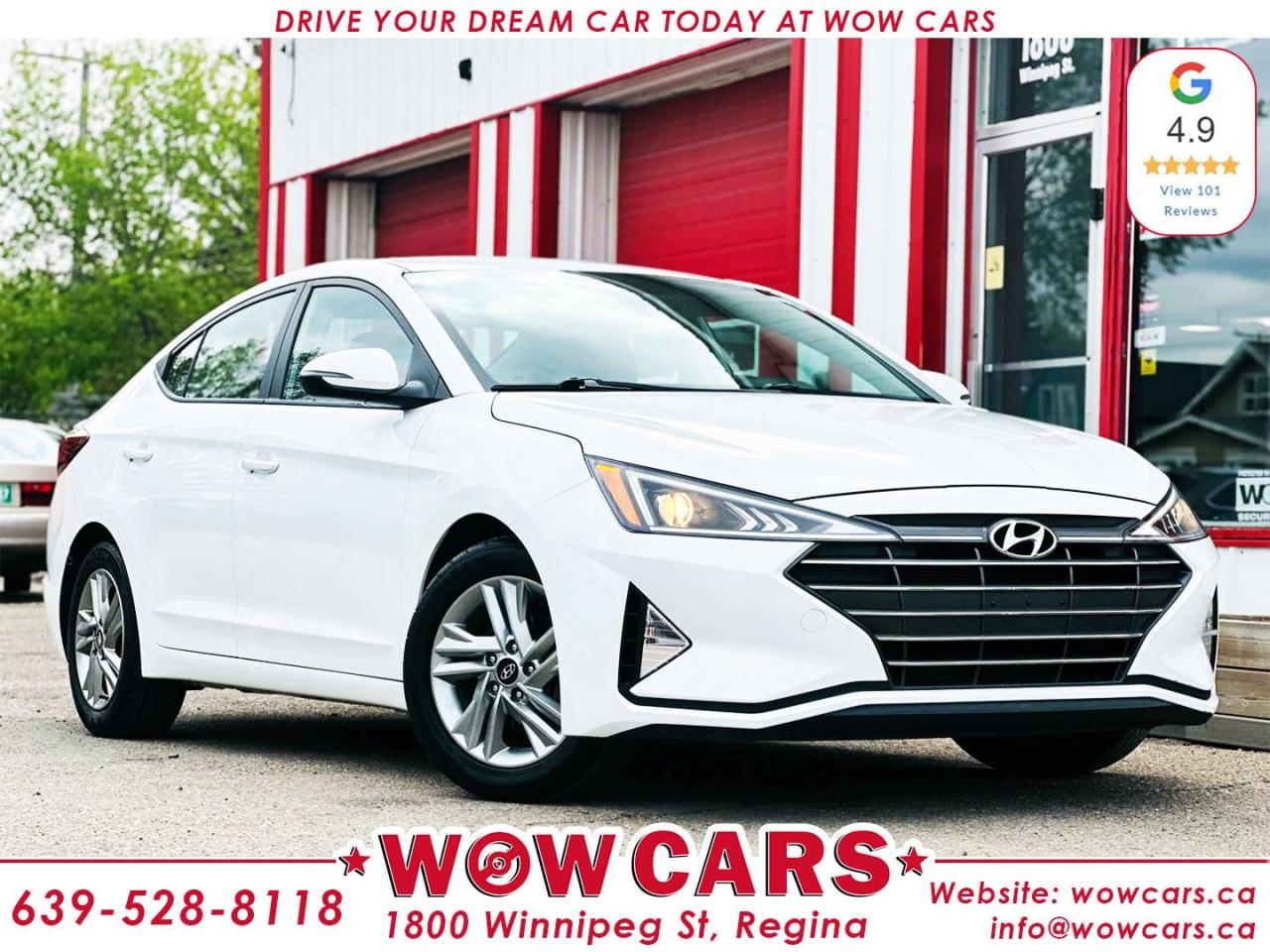 2020 Hyundai Elantra Odometer: 80,118km <br/> Special Price: $18,990+taxes <br/> Financing Available <br/>  <br/> WOW Factors:--Certified and mechanical inspection  <br/> -No Accidents <br/> <br/>  <br/> Highlight features:--Blind Spot Monitoring <br/> -Apply Carplay <br/> -Alloy Wheels <br/> -Backup-Camera <br/> -Heated Seats <br/> -Heated Steering Wheel <br/> -Drive Modes <br/> -Cruise Control and much more! <br/> <br/>  <br/> Financing Available <br/>  <br/> Welcome to WOW CARS Family! <br/> Our prior most priority is the satisfaction of the customers in each aspect. We deal with the sale/purchase of pre-owned Cars, SUVs, VANs, and Trucks. Our main values are Truth, Transparency, and Believe. <br/> <br/>  <br/> Visit WOW CARS Today at 1800 Winnipeg Street Regina, SK S4P1G2, or give us a call at (639) 528-8II8. <br/>