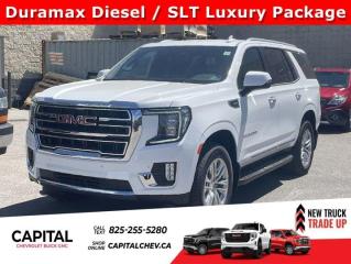 This GMC Yukon boasts a Diesel I6 3.0L/ engine powering this Automatic transmission. ENGINE, DURAMAX 3.0L TURBO-DIESEL I6 (277 hp [206.6 kW] @ 3750 rpm, 460 lb-ft of torque [623.7 N-m] @ 1500 rpm), Wireless charging, Wireless Apple CarPlay/Wireless Android Auto.* This GMC Yukon Features the Following Options *Wipers, front intermittent, Rainsense, Wiper, rear intermittent, Windows, power, rear with Express-Down, Window, power with front passenger Express-Up/Down, Window, power with driver Express-Up/Down, Wi-Fi Hotspot capable (Terms and limitations apply. See onstar.ca or dealer for details.), Wheels, 20 x 9 (50.8 cm x 22.9 cm) 6-spoke polished aluminum, Wheel, full-size spare, 17 (43.2 cm), Warning tones headlamp on, driver and right-front passenger seat belt unfasten and turn signal on, Visors, driver and front passenger illuminated vanity mirrors.* Stop By Today *Stop by Capital Chevrolet Buick GMC Inc. located at 13103 Lake Fraser Drive SE, Calgary, AB T2J 3H5 for a quick visit and a great vehicle!