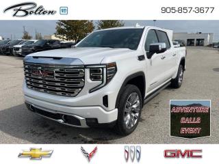 <b>Leather Seats, Diesel Engine, Denali Reserve Package!</b><br> <br> <br> <br>  This 2024 Sierra 1500 is engineered for ultra-premium comfort, offering high-tech upgrades, beautiful styling, authentic materials and thoughtfully crafted details. <br> <br>This 2024 GMC Sierra 1500 stands out in the midsize pickup truck segment, with bold proportions that create a commanding stance on and off road. Next level comfort and technology is paired with its outstanding performance and capability. Inside, the Sierra 1500 supports you through rough terrain with expertly designed seats and robust suspension. This amazing 2024 Sierra 1500 is ready for whatever.<br> <br> This white frost tricoat  sought after diesel Crew Cab 4X4 pickup   has an automatic transmission and is powered by a  305HP 3.0L Straight 6 Cylinder Engine.<br> <br> Our Sierra 1500s trim level is Denali. This premium GMC Sierra 1500 Denali comes fully loaded with perforated leather seats and authentic open-pore wood trim, exclusive exterior styling, unique aluminum wheels, plus a massive 13.4 inch touchscreen display that features wireless Apple CarPlay and Android Auto, a premium 7-speaker Bose audio system, SiriusXM, and a 4G LTE hotspot. Additionally, this stunning pickup truck also features heated and cooled front seats and heated second row seats, a spray-in bedliner, wireless device charging, IntelliBeam LED headlights, remote engine start, forward collision warning and lane keep assist, a trailer-tow package with hitch guidance, LED cargo area lighting, ultrasonic parking sensors, an HD surround vision camera plus so much more! This vehicle has been upgraded with the following features: Leather Seats, Diesel Engine, Denali Reserve Package. <br><br> <br>To apply right now for financing use this link : <a href=http://www.boltongm.ca/?https://CreditOnline.dealertrack.ca/Web/Default.aspx?Token=44d8010f-7908-4762-ad47-0d0b7de44fa8&Lang=en target=_blank>http://www.boltongm.ca/?https://CreditOnline.dealertrack.ca/Web/Default.aspx?Token=44d8010f-7908-4762-ad47-0d0b7de44fa8&Lang=en</a><br><br> <br/> See dealer for details. <br> <br>At Bolton Motor Products, we offer new Chevrolet, Cadillac, Buick, GMC cars and trucks in Bolton, along with used cars, trucks and SUVs by top manufacturers. Our sales staff will help you find that new or used car you have been searching for in the Bolton, Brampton, Nobleton, Kleinburg, Vaughan, & Maple area. o~o