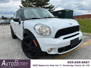 <p><p><span><strong>2014 Mini Cooper Countryman S ALL4 White On Black Leather Interior </strong></span></p><p><span></span><span> </span>1.6L <span></span><span> Turbo </span><span><span></span><span> </span>All Wheel Drive <span></span><span> </span>Auto </span><span></span><span> 5 Passenger </span><span><span></span><span> </span>A/C <span></span><span> </span>Automatic Climate Control <span></span><span> </span>Leather Interior </span><span><span></span><span> </span>Heated Front Seats<span><span> <span></span></span> </span>Power Options <span></span><span> </span>Power Panoramic Sunroof <span></span><span> </span>Steering Wheel Mounted Controls </span><span><span></span><span> </span>Bluetooth </span><span><span></span><span> Keyless Entry <span></span> </span>Proximity Keys </span><span></span><span> Push Start </span><span><span></span><span> </span>Alloy Wheels</span><span> </span><span></span><span> Fog Lights </span><span></span></p><p><span><br></span></p><p><span>*** Fully Certified ***</span><br></p><p><span><strong>*** ONLY 168,135<span id=jodit-selection_marker_1715797336845_8395874023966112 data-jodit-selection_marker=start style=line-height: 0; display: none;></span><span> </span>KM ***</strong></span></p><p><strong><br></strong></p><p><span><strong>CARFAX REPORT: <a href=https://vhr.carfax.ca/?id=Tk6y6pkx3jmwSlv7dLgn60xc7Y4tdDVu>https://vhr.carfax.ca/?id=Tk6y6pkx3jmwSlv7dLgn60xc7Y4tdDVu</a></strong></span></p><br></p> <span id=jodit-selection_marker_1689009751050_8404320760089252 data-jodit-selection_marker=start style=line-height: 0; display: none;></span>