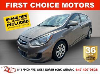 Welcome to First Choice Motors, the largest car dealership in Toronto of pre-owned cars, SUVs, and vans priced between $5000-$15,000. With an impressive inventory of over 300 vehicles in stock, we are dedicated to providing our customers with a vast selection of affordable and reliable options. <br><br>Were thrilled to offer a used 2013 Hyundai Accent GL, brown color with 166,000km (STK#7408) This vehicle was $8990 NOW ON SALE FOR $7990. It is equipped with the following features:<br>- Automatic Transmission<br>- Heated seats<br>- Power windows<br>- Power locks<br>- Power mirrors<br>- Air Conditioning<br><br>At First Choice Motors, we believe in providing quality vehicles that our customers can depend on. All our vehicles come with a 36-day FULL COVERAGE warranty. We also offer additional warranty options up to 5 years for our customers who want extra peace of mind.<br><br>Furthermore, all our vehicles are sold fully certified with brand new brakes rotors and pads, a fresh oil change, and brand new set of all-season tires installed & balanced. You can be confident that this car is in excellent condition and ready to hit the road.<br><br>At First Choice Motors, we believe that everyone deserves a chance to own a reliable and affordable vehicle. Thats why we offer financing options with low interest rates starting at 7.9% O.A.C. Were proud to approve all customers, including those with bad credit, no credit, students, and even 9 socials. Our finance team is dedicated to finding the best financing option for you and making the car buying process as smooth and stress-free as possible.<br><br>Our dealership is open 7 days a week to provide you with the best customer service possible. We carry the largest selection of used vehicles for sale under $9990 in all of Ontario. We stock over 300 cars, mostly Hyundai, Chevrolet, Mazda, Honda, Volkswagen, Toyota, Ford, Dodge, Kia, Mitsubishi, Acura, Lexus, and more. With our ongoing sale, you can find your dream car at a price you can afford. Come visit us today and experience why we are the best choice for your next used car purchase!<br><br>All prices exclude a $10 OMVIC fee, license plates & registration  and ONTARIO HST (13%)