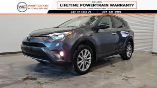 ** LIFETIME POWERTRAIN WARRANTY INCLUDED ** 2018 Toyota Rav4 Limited AWD ** POWER MOONROOF | POWER LIFTGATE | PUSH BUTTON START | 360 CAMERA | ADAPTIVE CRUISE CONTROL | LANE KEEPING ASSIST | COLLISION WARNING SYSTEM | REMOTE KEYLESS ENTRY | POWER ADJUSTABLE AND HEATED LEATHER SEATS | DUAL ZONE CLIMATE CONTROL | ALLOY WHEELS | AUTOMATIC HEADLAMPS | BLUETOOTH CONNECTIVITY | STEERING WHEEL AUDIO CONTROLS 

Welcome to West Coast Auto & RV - Proudly offering one of Winnipegs Largest selections of Pre-Owned vehicles and winner of AutoTraders Best Priced Dealer Award 4 consecutive years in 2020 | 2021 | 2022 and 2023! All Pre-Owned vehicles are completely safety-certified, come with a free Carfax history report and are also backed by a 3-Month Warranty at no charge!

This vehicle is eligible for extended warranty programs, competitive financing, and can be purchased from anywhere across Canada. Looking to trade a vehicle? Contact a Sales Associate today to complete a complimentary appraisal either in store or from the comfort of your own home!

Check out our 4.8 Star Rating on Google and discover why more customers are choosing to shop with West Coast Auto & RV. Call us or Text us at (204) 831 5005 today to book your test drive today! 

DP#0038