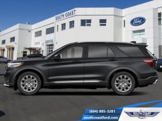 <b>21 inch Aluminum Wheels!</b><br> <br>   Just as the name implies, this 2025 Explorer is ready to move you beyond your boundaries. <br> <br><br> <br> This agate black SUV  has a 10 speed automatic transmission and is powered by a  400HP 3.0L V6 Cylinder Engine.<br> <br> Our Explorers trim level is ST. This range-topping Explorer ST rewards you with sport-tuned suspension, a dual-panel sunroof and cooled front seats, as well as BlueCruise 1.2, inbuilt navigation, Bang & Olufsen audio, an aerial view camera system and a heated steering wheel. Also standard include 21 aluminum wheels, FordPass Connect 5G mobile hotspot internet access, adaptive cruise control, smart device remote engine start, and a power liftgate for rear cargo access. On the inside, occupants are treated to leather upholstery, voice-activated dual-zone climate control, and a 13.2-inch infotainment screen with wireless Apple CarPlay and Android Auto. Safety features also include lane keep assist with lane departure warning, collision mitigation, automatic emergency braking, evasion assist, and rear parking sensors. This vehicle has been upgraded with the following features: 21 Inch Aluminum Wheels. <br><br> View the original window sticker for this vehicle with this url <b><a href=http://www.windowsticker.forddirect.com/windowsticker.pdf?vin=1FMWK8GC5SGA29003 target=_blank>http://www.windowsticker.forddirect.com/windowsticker.pdf?vin=1FMWK8GC5SGA29003</a></b>.<br> <br>To apply right now for financing use this link : <a href=https://www.southcoastford.com/financing/ target=_blank>https://www.southcoastford.com/financing/</a><br><br> <br/> See dealer for details. <br> <br>Call South Coast Ford Sales or come visit us in person. Were convenient to Sechelt, BC and located at 5606 Wharf Avenue. and look forward to helping you with your automotive needs. <br><br> Come by and check out our fleet of 20+ used cars and trucks and 110+ new cars and trucks for sale in Sechelt.  o~o