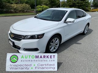 LOCAL CAR, NO ACCIDENT CLAIMS, GREAT SERVICE HISTORY, LOADED WITH LEATHER & SUNROOF & CARPLAY. GREAT FINANCING, FREE WARRANTY, INSAPECTED W/BCAA MEMBERSHIP!<br /><br />Welcome to the Automarket, your community Financing Dealership of "YES". We are featuring a spectacular condition Impala LT2 loaded with Heated Leather, Power Sunroof, Apple/Android Carplay, Alloy Wheels and all of the Power Features. <br /><br />Having been fully inspected, we know that the tires are 90% New and the Brakes are 90% new both on the front and the rear. The oil has been changed and we have fully detailed the vehicle for your safety and enjoyment.<br /><br />2 LOCATIONS TO SERVE YOU, BE SURE TO CALL FIRST TO CONFIRM WHERE THE VEHICLE IS PARKED<br />WHITE ROCK 604-542-4970 LANGLEY 604-533-1310 OWNER'S CELL 604-649-0565<br /><br />We are a family owned and operated business since 1983 and we are committed to offering outstanding vehicles backed by exceptional customer service, now and in the future.<br />What ever your specific needs may be, we will custom tailor your purchase exactly how you want or need it to be. All you have to do is give us a call and we will happily walk you through all the steps with no stress and no pressure.<br />WE ARE THE HOUSE OF YES?<br />ADDITIONAL BENFITS WHEN BUYING FROM SK AUTOMARKET:<br />ON SITE FINANCING THROUGH OUR 17 AFFILIATED BANKS AND VEHICLE FINANCE COMPANIES<br />IN HOUSE LEASE TO OWN PROGRAM.<br />EVRY VEHICLE HAS UNDERGONE A 120 POINT COMPREHENSIVE INSPECTION<br />EVERY PURCHASE INCLUDES A FREE POWERTRAIN WARRANTY<br />EVERY VEHICLE INCLUDES A COMPLIMENTARY BCAA MEMBERSHIP FOR YOUR SECURITY<br />EVERY VEHICLE INCLUDES A CARFAX AND ICBC DAMAGE REPORT<br />EVERY VEHICLE IS GUARANTEED LIEN FREE<br />DISCOUNTED RATES ON PARTS AND SERVICE FOR YOUR NEW CAR AND ANY OTHER FAMILY CARS THAT NEED WORK NOW AND IN THE FUTURE.<br />36 YEARS IN THE VEHICLE SALES INDUSTRY<br />A+++ MEMBER OF THE BETTER BUSINESS BUREAU<br />RATED TOP DEALER BY CARGURUS 2 YEARS IN A ROW<br />MEMBER IN GOOD STANDING WITH THE VEHICLE SALES AUTHORITY OF BRITISH COLUMBIA<br />MEMBER OF THE AUTOMOTIVE RETAILERS ASSOCIATION<br />COMMITTED CONTRIBUTER TO OUR LOCAL COMMUNITY AND THE RESIDENTS OF BC<br /><br /> This vehicle has been Fully Inspected, Certified and Qualifies for Our Free Extended Warranty.Don't forget to ask about our Great Finance and Lease Rates. We also have a Options for Buy Here Pay Here and Lease to Own for Good Customers in Bad Situations. 2 locations to help you, White Rock and Langley. Be sure to call before you come to confirm the vehicles location and availability or look us up at www.automarketsales.com. White Rock 604-542-4970 and Langley 604-533-1310. Serving Surrey, Delta, Langley, Richmond, Vancouver, all of BC and western Canada. Financing & leasing available. CALL SK AUTOMARKET LTD. 6045424970. Call us toll-free at 1 877 813-6807. $495 Documentation fee and applicable taxes are in addition to advertised prices.<br />LANGLEY LOCATION DEALER# 40038<br />S. SURREY LOCATION DEALER #9987<br />