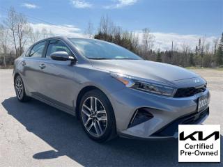 <b>Smart Cruise Control, Heated Seats, Remote Start, Push Button Start, Sunroof, Apple Carplay, Android Auto, Rear Camera, Accident Free on Carfax Report, Local Trade not a Rental, Non-Smoker, Low Mileage!<br> <br></b><br>   Compare at $25995 - Kia of Timmins is just $24995! <br> <br>   This 2022 Forte wakes up our need for daily excitement with intelligent design. This  2022 Kia Forte is fresh on our lot in Timmins. <br> <br>Unleash your need for daily exhilaration in this inspired 2022 Forte. Built to never compromise, this compact and surprising Forte is ready to grow with you into your busy life. Inspiration born in motion wakes up our desire for excitement, and this 2022 Forte was built to perform, not conform. For a break from the sameness, check out this 2022 Forte.This low mileage  sedan has just 28,000 kms and is a Certified Pre-Owned vehicle. Its  steel grey in colour  . It has a cvt transmission and is powered by a  147HP 2.0L 4 Cylinder Engine.  And its got a certified used vehicle warranty for added peace of mind. <br> <br> Our Fortes trim level is EX Premium. Stepping up to this Forte EX increases the WOW factor to the max! This Premium package amps the excitement with a power sunroof, LED lights, UVO connected car and proximity keyless entry while adding distance pacing cruise and advanced forward collision assist to the amazing active safety suite. Featuring style additions like chrome trim and aluminum wheels, tech additions like wireless charging, a heated steering wheel for comfort, and an advanced safety suite including blind spot detection, lane keep assist, and driver alert monitoring this EX is a great choice. Additional features include a bumping infotainment system with an 8 inch display, Android Auto, Apple CarPlay, steering wheel controls, and Bluetooth streaming. Heated seats and air conditioning ensure your comfort while remote keyless entry, power windows, cruise control, heated power side mirrors, and a handy rearview camera offers endless convenience.  This vehicle has been upgraded with the following features: Air, Rear Air, Tilt, Cruise, Power Windows, Power Locks, Power Mirrors. <br> <br>To apply right now for financing use this link : <a href=https://www.kiaoftimmins.com/timmins-ontario-car-loan-application target=_blank>https://www.kiaoftimmins.com/timmins-ontario-car-loan-application</a><br><br> <br/>Kia Certified Pre-Owned vehicles are the most reliable pre-owned vehicles on the road. At Kia, were so sure of this, we stand behind our vehicles with a no hassle 30 day / 2,000 kmexchange privilege. We offer the following benefits: 135 point vehicle inspection, paintless dent removal coverage, key and keyless remote replacement coverage, mechanical breakdown protection (optional coverage), filter changes, $500 graduate bonus (if applicable), CarFax vehicle history report, SiriusXM satellite radio trial, fully backed by Kia Canada. For more information, please contact one of our professional staff at Kia of Timmins.<br> <br/><br> Buy this vehicle now for the lowest bi-weekly payment of <b>$185.28</b> with $0 down for 84 months @ 8.99% APR O.A.C. ( Plus applicable taxes -  Plus applicable fees   / Total Obligation of $33721  ).  See dealer for details. <br> <br>As a local, family owned and operated dealership we look to be your number one place to buy your new vehicle! Kia of Timmins has been serving a large community across northern Ontario since 2001 and focuses highly on customer satisfaction. Our #1 priority is to make you feel at home as soon as you step foot in our dealership. Family owned and operated, our business is in Timmins, Ontario the city with the heart of gold. Also positioned near many towns in which we service such as: South Porcupine, Porcupine, Gogama, Foleyet, Chapleau, Wawa, Hearst, Mattice, Kapuskasing, Moonbeam, Fauquier, Smooth Rock Falls, Moosonee, Moose Factory, Fort Albany, Kashechewan, Abitibi Canyon, Cochrane, Iroquois falls, Matheson, Ramore, Kenogami, Kirkland Lake, Englehart, Elk Lake, Earlton, New Liskeard, Temiskaming Shores and many more.We have a fresh selection of new & used vehicles for sale for you to choose from. If we dont have what you need, we can find it! All makes and models are within our reach including: Dodge, Chrysler, Jeep, Ram, Chevrolet, GMC, Ford, Honda, Toyota, Hyundai, Mitsubishi, Nissan, Lincoln, Mazda, Subaru, Volkswagen, Mini-vans, Trucks and SUVs.<br><br>We are located at 1285 Riverside Drive, Timmins, Ontario. Too far way? We deliver anywhere in Ontario and Quebec!<br><br>Come in for a visit, call 1-800-661-6907 to book a test drive or visit <a href=https://www.kiaoftimmins.com>www.kiaoftimmins.com</a> for complete details. All prices are plus HST and Licensing.<br><br>We look forward to helping you with all your automotive needs!<br> o~o