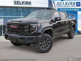 <b>Head Up Display,  Sunroof,  Off Road Suspension,  Bose Premium Audio,  Leather Seats!</b><br> <br> <br> <br>  With a bold profile and distinctive stance, this 2024 Sierra turns heads and makes a statement on the jobsite, out in town or wherever life leads you. <br> <br>This 2024 GMC Sierra 1500 stands out in the midsize pickup truck segment, with bold proportions that create a commanding stance on and off road. Next level comfort and technology is paired with its outstanding performance and capability. Inside, the Sierra 1500 supports you through rough terrain with expertly designed seats and robust suspension. This amazing 2024 Sierra 1500 is ready for whatever.<br> <br> This onyx black Crew Cab 4X4 pickup   has a 10 speed automatic transmission and is powered by a  420HP 6.2L 8 Cylinder Engine.<br> <br> Our Sierra 1500s trim level is AT4X. Taking your off road adventures to the max, this highly capable GMC Sierra 1500 AT4X comes fully loaded with an upgraded off-road suspension that features Multimatic DSSV spool-valve dampers and underbody skid plates, full grain leather seats with authentic Vanta Ash wood trim, exclusive aluminum wheels, body-coloured exterior accents and a massive 13.4 inch touchscreen display that features wireless Apple CarPlay and Android Auto, 12 speaker Bose premium audio system, SiriusXM, and a 4G LTE hotspot. Additionally, this amazing pickup truck also features a power sunroof, spray-in bedliner, wireless device charging, IntelliBeam LED headlights, remote engine start, forward collision warning and lane keep assist, a trailer-tow package with hitch guidance, LED cargo area lighting, heads up display, heated and cooled seats with massage function, ultrasonic parking sensors, an HD surround vision camera plus so much more! This vehicle has been upgraded with the following features: Head Up Display,  Sunroof,  Off Road Suspension,  Bose Premium Audio,  Leather Seats,  Cooled Seats,  Skid Plates. <br><br> <br>To apply right now for financing use this link : <a href=https://www.selkirkchevrolet.com/pre-qualify-for-financing/ target=_blank>https://www.selkirkchevrolet.com/pre-qualify-for-financing/</a><br><br> <br/> Weve discounted this vehicle $4218. Total  cash rebate of $6200 is reflected in the price. Credit includes $5,300 Non Stackable Delivery Allowance  Incentives expire 2024-05-31.  See dealer for details. <br> <br>Selkirk Chevrolet Buick GMC Ltd carries an impressive selection of new and pre-owned cars, crossovers and SUVs. No matter what vehicle you might have in mind, weve got the perfect fit for you. If youre looking to lease your next vehicle or finance it, we have competitive specials for you. We also have an extensive collection of quality pre-owned and certified vehicles at affordable prices. Winnipeg GMC, Chevrolet and Buick shoppers can visit us in Selkirk for all their automotive needs today! We are located at 1010 MANITOBA AVE SELKIRK, MB R1A 3T7 or via phone at 204-482-1010.<br> Come by and check out our fleet of 80+ used cars and trucks and 180+ new cars and trucks for sale in Selkirk.  o~o