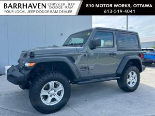 Just IN... One Owner 2021 Jeep Wrangler Sport S 4X4. Some of the Feature Options included in the Trim Package are 2.0L DOHC I4 DI turbocharged engine w/ Stop/Start, 8speed TorqueFlite automatic transmission, 17inch Tech Silver Metallic aluminum wheels, CommandTrac parttime 4WD system, Black Freedom Top 3piece modular hardtop, 7inch, fullcolour display, ParkView Rear BackUp Camera, Heated steering wheel, Front heated seats, Remote keyless entry with Pushbutton start, Remote start system, Google Android Auto & Apple CarPlay capable, SiriusXM satellite radio, Handsfree communication with Bluetooth streaming, Media hub with USB port and auxiliary input jack, 8speaker sound system with overhead sound bar, Leatherwrapped steering wheel, Dualzone A/C with automatic temperature control, Universal garage door opener, Power windows with front 1touch down, Cruise control & More. The Jeep includes a Clean Car-Proof Report Free of any Insurance or Collison Reports. The Jeep has undergone a Complete Detail Cleaning and is all ready for YOU. Nobody deals like Barrhaven Jeep Dodge Ram, come and see us today and we will show you why!!