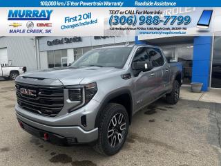 Ready for all your adventures, our 2024 GMC Sierra 1500 AT4 Crew Cab 4X4 is a prime example of premium capability in Sterling Metallic! Motivated by a 6.2 Litre EcoTec3 V8 providing 420hp to a 10 Speed Automatic transmission thats well-engineered for taming trails. This Four Wheel Drive truck also features an off-road suspension, a 2-inch lift, a 2-speed transfer case, and hill-descent control for extreme adventures, plus it returns approximately 11.8L/100km on the highway. A high-strength head-turner, our Sierra comes with LED lighting, fog lamps, red recovery hooks, skid plates, perimeter lighting, a spray-on bed liner, bold alloy wheels, and a GMC MultiPro tailgate. Its time to take a look at our AT4 cabin that includes heated leather front and rear seats, a heated-wrapped power steering wheel, dual-zone automatic climate control, cruise control, remote start, and keyless open/ignition. Take digital command of your days with a 12.3-inch driver display, a 13.4-inch touchscreen, Google Built-In, wireless charging, wireless Android Auto/Apple CarPlay, WiFi compatibility, Bluetooth, and a premium Bose sound system. GMC helps keep you out of harms way with intelligent driver support from an HD rearview camera, front/rear automatic braking, trailer blind-spot monitoring, lane-keeping assistance, trailer-sway control, and more. With all that, our Sierra 1500 AT4 is for serious truck lovers! Save this Page and Call for Availability. We Know You Will Enjoy Your Test Drive Towards Ownership!