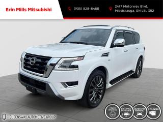 4WD. Platinum model. 7 Passenger, heated and cooling seats<br><br>New Price! Recent Arrival! Odometer is 9991 kilometers below market average!<br><br><br>2022 White Nissan Armada Platinum<br><br>Vehicle Price and Finance payments include OMVIC Fee and Fuel. Erin Mills Mitsubishi is proud to offer a superior selection of top quality pre-owned vehicles of all makes. We stock cars, trucks, SUVs, sports cars, and crossovers to fit every budget!! We have been proudly serving the cities and towns of Kitchener, Guelph, Waterloo, Hamilton, Oakville, Toronto, Windsor, London, Niagara Falls, Cambridge, Orillia, Bracebridge, Barrie, Mississauga, Brampton, Simcoe, Burlington, Ottawa, Sarnia, Port Elgin, Kincardine, Listowel, Collingwood, Arthur, Wiarton, Brantford, St. Catharines, Newmarket, Stratford, Peterborough, Kingston, Sudbury, Sault Ste Marie, Welland, Oshawa, Whitby, Cobourg, Belleville, Trenton, Petawawa, North Bay, Huntsville, Gananoque, Brockville, Napanee, Arnprior, Bancroft, Owen Sound, Chatham, St. Thomas, Leamington, Milton, Ajax, Pickering and surrounding areas since 2009.
