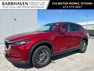 Just IN... 2018 Mazda CX-5 GS AWD. Some of the Many Feature Options included in the Trim Package are 2.5L L4 SKYACTIV-G DOHC 16-valve Engine, 6-speed automatic gearbox, 17-inch alloy wheels, All-wheel drive, Moonroof, Power lift-gate with programmable height, Rearview Camera, Rear Collision Warning, Forward collision warning, Lane departure warning system, Lane-keep assist system, Emergency brake assist with smart city brake support, Blind Spot Warning, Leatherette-trimmed upholstery with Grand Lux suede inserts, Leather-wrapped steering wheel, Leather-wrapped shift knob, Rear center armrest with integrated storage, cupholders and 2 additional USB ports, Reclining rear seats, 6-way power driver seat with power lumbar support, Heated front seats, 40/20/40 rear seats, AM/FM stereo radio, 7-inch touchscreen, Dual-zone automatic climate control, Bluetooth wireless connectivity, Mazda radar cruise control with Stop and Go function, Homelink universal garage door opener, Heated steering wheel, Navigation ready (requires navigation SD card accessory), Audio control on steering wheel, Remote Keyless Entry, 2 USB port and auxiliary audio input & More. The CX-5 includes a Clean Car-Proof Report Free of any Insurance or Collison Claims. The CX-5 has undergone a Complete Detail Cleaning and is all ready for YOU. Nobody deals like Barrhaven Jeep Dodge Ram, come and see us today and we will show you why!!