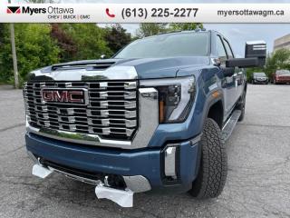 <br> <br>  With stout build quality and astounding towing capability, there isnt a better choice than this GMC 2500HD for all your work-site needs. <br> <br>This 2024 GMC 2500HD is highly configurable work truck that can haul a colossal amount of weight thanks to its potent drivetrain. This truck also offers amazing interior features that nestle occupants in comfort and luxury, with a great selection of tech features. For heavy-duty activities and even long-haul trips, the 2500HD is all the truck youll ever need.<br> <br> This downpour metallic sought after diesel Crew Cab 4X4 pickup   has an automatic transmission and is powered by a  470HP 6.6L 8 Cylinder Engine.<br> <br> Our Sierra 2500HDs trim level is Denali. This top of the line Sierra 2500HD Denali is the ultimate 3/4 ton truck as it comes loaded with luxurious features such as leather cooled seats, power adjustable pedals with memory settings, a heavy-duty suspension, lane departure warning, forward collision alert, exclusive aluminum wheels and exterior styling, signature LED lighting, a large touchscreen with navigation, wireless Apple CarPlay, Android Auto and 4G LTE capability. Additionally, this truck also comes with a leather wrapped steering wheel with audio controls, wireless charging, Bose premium audio, remote engine start, a CornerStep rear bumper and cargo tie downs hooks with LED box lighting and a ProGrade trailering system with hitch guidance and an integrated brake controller. This vehicle has been upgraded with the following features: Denali Ultimate Package, Max Trailering Package. <br><br> <br>To apply right now for financing use this link : <a href=https://creditonline.dealertrack.ca/Web/Default.aspx?Token=b35bf617-8dfe-4a3a-b6ae-b4e858efb71d&Lang=en target=_blank>https://creditonline.dealertrack.ca/Web/Default.aspx?Token=b35bf617-8dfe-4a3a-b6ae-b4e858efb71d&Lang=en</a><br><br> <br/>    5.49% financing for 84 months.  Incentives expire 2024-07-02.  See dealer for details. <br> <br><br> Come by and check out our fleet of 40+ used cars and trucks and 150+ new cars and trucks for sale in Ottawa.  o~o