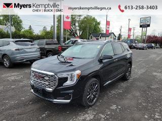 <b>Heads Up Display,  Navigation,  Cooled Seats,  Leather Seats,  Power Liftgate!</b><br> <br>     This  2023 GMC Terrain is for sale today. <br> <br>From endless details that drastically improve this SUVs usability, to striking style and amazing capability, this 2023 Terrain is exactly what you expect from a GMC SUV. The interior has a clean design, with upscale materials like soft-touch surfaces and premium trim. Quiet, spacious and comfortable, this Terrain is exactly what youd expect from an extremely versatile  SUV. For the next step in the evolution of the crossover and small SUV segment, dont miss this GMC Terrain.This  SUV has 32,358 kms. Its  ebony twilight metallic in colour  . It has an automatic transmission and is powered by a  175HP 1.5L 4 Cylinder Engine. <br> <br> Our Terrains trim level is Denali. This Terrain comes fully loaded with premium leather cooled seats with memory settings, a large colour touchscreen infotainment system featuring navigation, Apple CarPlay, Android Auto, SiriusXM, Bose premium audio, wireless charging and its 4G LTE capable. This luxurious Terrain Denali also comes with a power rear liftgate, automatic park assist, lane change alert with blind spot detection, exclusive aluminum wheels and exterior accents, a leather-wrapped steering wheel, lane keep assist with lane departure warning, forward collision alert, adaptive cruise control, a remote engine starter, HD surround vision camera, heads up display, LED signature lighting, an enhanced premium suspension and a 60/40 split-folding rear seat to make hauling large items a breeze. This vehicle has been upgraded with the following features: Heads Up Display,  Navigation,  Cooled Seats,  Leather Seats,  Power Liftgate,  Wireless Charging,  Remote Start. <br> <br>To apply right now for financing use this link : <a href=https://www.myerskemptvillegm.ca/finance/ target=_blank>https://www.myerskemptvillegm.ca/finance/</a><br><br> <br/><br>Myers deals with almost every major lender and can offer the most competitive financing options available. All of our premium used vehicles are fully detailed, subjected to a minimum 150 point inspection and are fully backed by the dealership and General Motors. <br><br>For more details on our Myers Exclusive Engine Transmission for life coverage, follow this link: <a href=https://www.myerskanatagm.ca/myers-engine-transmission-for-life/>Life Time Coverage</a>*LIFETIME ENGINE TRANSMISSION WARRANTY NOT AVAILABLE ON VEHICLES WITH KMS EXCEEDING 140,000KM, VEHICLES 8 YEARS & OLDER, OR HIGHLINE BRAND VEHICLE(eg. BMW, INFINITI. CADILLAC, LEXUS...) o~o