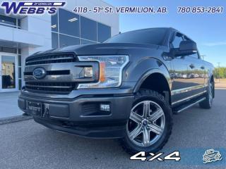 <b>302A Luxury Equipment Group, XLT Sport Appearance Package, 20-inch Premium Painted Aluminum Wheels, Sport Cloth Bucket Seats!</b><br> <br>    A best hauling and the hardest working truck around, this Ford F-150 is everything you could want in a pickup truck. This  2018 Ford F-150 is fresh on our lot in Vermilion. <br> <br>The perfect truck for work or play, this versatile Ford F-150 gives you the power you need, the features you want, and the style you crave! With high-strength, military-grade aluminum construction, this F-150 cuts the weight without sacrificing toughness. The interior design is first class, with simple to read text, easy to push buttons and plenty of outward visibility.This  Crew Cab 4X4 pickup  has 164,303 kms. Stock number 8023A is magnetic grey in colour  . It has a 10 speed automatic transmission and is powered by a  375HP 3.5L V6 Cylinder Engine.  <br> <br> Our F-150s trim level is XLT. This Ford F-150 XLT is a hard working pickup and a great value. It comes with an AM/FM CD/MP3 player with an audio aux jack, SiriusXM, SYNC voice activated connectivity with Bluetooth, a rearview camera, power windows, power doors with remote keyless entry, cruise control, air conditioning, a locking tailgate, aluminum wheels, fog lights, and more. This vehicle has been upgraded with the following features: 302a Luxury Equipment Group, Xlt Sport Appearance Package, 20-inch Premium Painted Aluminum Wheels, Sport Cloth Bucket Seats. <br> To view the original window sticker for this vehicle view this <a href=http://www.windowsticker.forddirect.com/windowsticker.pdf?vin=1FTFW1EG3JKC36958 target=_blank>http://www.windowsticker.forddirect.com/windowsticker.pdf?vin=1FTFW1EG3JKC36958</a>. <br/><br> <br>To apply right now for financing use this link : <a href=https://www.webbsford.com/financing/ target=_blank>https://www.webbsford.com/financing/</a><br><br> <br/><br>Webbs Ford is located at 4118 51st in beautiful Vermilion, AB. <br/>We offer superior sales and service for our valued customers and are committed to serving our friends and clients with the best services possible. If you are looking to set up a test drive in one of our pre owned vehicles or looking to inquire about financing options, please call (780) 853-2841 and speak to one of our professional staff members today.   Vehicle pricing offer shown expire 2024-05-31.  o~o  Vehicle pricing offer shown expire 2024-06-30.