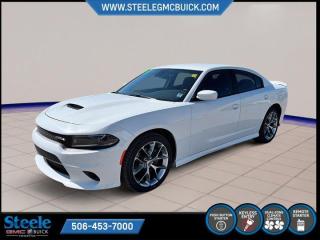 New Price!White Knuckle Clearcoat 2022 Dodge Charger GT | FOR SALE IN STEELE GMC FREDERICTON | RWD 8-Speed Automatic Pentastar 3.6L V6 VVT* Market Value Pricing *, Black Cloth, 4-Wheel Disc Brakes, 6 Speakers, ABS brakes, Air Conditioning, AM/FM radio: SiriusXM, Anti-whiplash front head restraints, Apple CarPlay/Android Auto, Auto-dimming Rear-View mirror, Automatic temperature control, Brake assist, Bumpers: body-colour, Compass, Driver door bin, Driver vanity mirror, Dual front impact airbags, Dual front side impact airbags, Electronic Stability Control, Emergency communication system: SiriusXM Guardian, Four wheel independent suspension, Front anti-roll bar, Front Bucket Seats, Front dual zone A/C, Front reading lights, Garage door transmitter, Heated door mirrors, Illuminated entry, Knee airbag, Leather Shift Knob, Low tire pressure warning, Occupant sensing airbag, Outside temperature display, Overhead airbag, Overhead console, ParkView Rear Back-Up Camera, Passenger vanity mirror, Performance Cloth Seats w/Houndstooth Inserts, Power door mirrors, Power driver seat, Power steering, Power windows, Quick Order Package 2EH, Radio data system, Radio: Uconnect 4C w/8.4 Display, Rear anti-roll bar, Rear reading lights, Rear window defroster, Remote keyless entry, Spoiler, Sport steering wheel, Steering wheel mounted audio controls, Tachometer, Telescoping steering wheel, Tilt steering wheel, Traction control, Trip computer.Certification Program Details: 80 Point Inspection Fresh Oil Change Full Vehicle Detail Full tank of Gas 2 Years Fresh MVI Brake through InspectionSteele GMC Buick Fredericton offers the full selection of GMC Trucks including the Canyon, Sierra 1500, Sierra 2500HD & Sierra 3500HD in addition to our other new GMC and new Buick sedans and SUVs. Our Finance Department at Steele GMC Buick are well-versed in dealing with every type of credit situation, including past bankruptcy, so all customers can have confidence when shopping with us!Steele Auto Group is the most diversified group of automobile dealerships in Atlantic Canada, with 47 dealerships selling 27 brands and an employee base of well over 2300.Awards:* ALG Canada Residual Value Awards