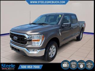 Recent Arrival!Gray 2022 Ford F-150 XLT | FOR SALE IN STEELE GMC FREDERICTON | 4WD 10-Speed Automatic 5.0L V8* Market Value Pricing *, 4WD.Certification Program Details: 80 Point Inspection Fresh Oil Change Full Vehicle Detail Full tank of Gas 2 Years Fresh MVI Brake through InspectionSteele GMC Buick Fredericton offers the full selection of GMC Trucks including the Canyon, Sierra 1500, Sierra 2500HD & Sierra 3500HD in addition to our other new GMC and new Buick sedans and SUVs. Our Finance Department at Steele GMC Buick are well-versed in dealing with every type of credit situation, including past bankruptcy, so all customers can have confidence when shopping with us!Steele Auto Group is the most diversified group of automobile dealerships in Atlantic Canada, with 47 dealerships selling 27 brands and an employee base of well over 2300.
