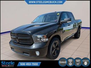 New Price!Diamond Black Crystal Pearlcoat 2022 Ram 1500 Classic SLT | FOR SALE IN STEELE GMC FREDERICTON | 4WD 8-Speed Automatic HEMI 5.7L V8 VVT* Market Value Pricing *, 2nd Row In-Floor Storage Bins, 4-Wheel Disc Brakes, 6 Speakers, 7 Customizable In-Cluster Display, 9 Alpine Speakers w/Subwoofer, ABS brakes, Active Grille Shutters, Alloy wheels, AM/FM radio: SiriusXM, Audio Input Jack for Mobile Devices, Auto-Dimming Exterior Driver Mirror, Auto-Dimming Rear-View Mirror, Black 4x4 Badge, Black 5.7L Hemi Badge, Black Appearance Group, Black Exterior Badging, Black Exterior Mirrors, Black Headlamp Bezels, Black Painted Honeycomb Grille, Black Power Fold Heated Mirrors w/Signals, Black RAMs Head Tailgate Badge, Body-Colour Door Handles, Brake assist, Bumpers: chrome, Centre Hub, Delay-off headlights, Dual front impact airbags, Dual front side impact airbags, Electronic Stability Control, Exterior Mirrors w/Courtesy Lamps, Exterior Mirrors w/Turn Signals, Fog Lamps, Front 40/20/40 Split Bench Seat, Front anti-roll bar, Front Armrest w/3 Cup Holders, Front Heated Seats, Front wheel independent suspension, Fully automatic headlights, Glove Box Lamp, GPS Antenna Input, Hands-Free Phone Communication, Heated door mirrors, Heated Exterior Mirrors, Heated Seats & Wheel Group, Heated Steering Wheel, Illuminated entry, Leather-Wrapped Steering Wheel, LED Bed Lighting, Low tire pressure warning, Luxury Group, MOPAR Sport Performance Hood, Occupant sensing airbag, Overhead airbag, Overhead Console/Garage Door Opener, Painted Front Bumper, Painted Rear Bumper, Park-Sense Rear Park Assist System, ParkView Rear Back-Up Camera, Passenger vanity mirror, Power door mirrors, Power Folding Exterior Mirrors, Push-Button Start, Quick Order Package 27G SLT, Rear anti-roll bar, Rear Dome Lamp w/On/Off Switch, Rear step bumper, Remote Proximity Keyless Entry, Remote Start & Security Alarm Group, Remote USB Charging Port, Security Alarm, Semi-Gloss Black Wheel Centre Hub, Speed control, Steering Wheel-Mounted Audio Controls, Sun Visors w/Illuminated Vanity Mirrors, Tachometer, Technology Package I, Tilt steering wheel, Trip computer, Universal Garage Door Opener, Voltmeter, Wheels: 20 x 8 High Gloss Black Aluminum.Certification Program Details: 80 Point Inspection Fresh Oil Change Full Vehicle Detail Full tank of Gas 2 Years Fresh MVI Brake through InspectionSteele GMC Buick Fredericton offers the full selection of GMC Trucks including the Canyon, Sierra 1500, Sierra 2500HD & Sierra 3500HD in addition to our other new GMC and new Buick sedans and SUVs. Our Finance Department at Steele GMC Buick are well-versed in dealing with every type of credit situation, including past bankruptcy, so all customers can have confidence when shopping with us!Steele Auto Group is the most diversified group of automobile dealerships in Atlantic Canada, with 47 dealerships selling 27 brands and an employee base of well over 2300.