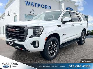 <p>The 2023 GMC Yukon AT4 is a rugged full-size SUV designed for off-road adventures. It features a bold exterior</p>
<p> blending performance with comfort and style.

Key Features:

5.3L V8 Engine
Navigation
Heated/Cooled Front Seats
Heated Steering Wheel
Twin Panel Moonroof

REASONS TO BUY FROM WATFORD FORD


Best Price First.

Tired of negotiating? No problem! No hassle</p>
<p> best price from the start. Guaranteed!

Brake pads for life.

Receive free brake pads for life of your vehicle when you do all your regular service at Watford Ford.

First oil change covered.

Return to Watford Ford for your complimentary first oil change with your New or Used vehicle.

1 year road hazard tire protection.

Nails</p>
<p> potholes?no worries. $250 coverage per tire for any road hazards.

Secure-guard theft protection.

Four thousand dollars ($4</p>
<a href=http://www.watfordford.com/used/GMC-Yukon-2023-id10761039.html>http://www.watfordford.com/used/GMC-Yukon-2023-id10761039.html</a>