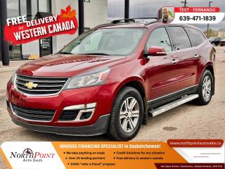 2017 CHEVROLET TRAVERSE AWD LT for Sale in Saskatoon, SK 2017 Chevrolet Traverse 2LT 89,021 KM <br/> 1GNKVHKD9HJ267143   <br/> NO ACCIDENTS  <br/> LOW KM <br/> FULLY LOADED <br/>   <br/> Welcome to North Point Auto Sales, your trusted destination for top-quality vehicles and exceptional service. Discover the 2017 Chevrolet Traverse AWD LT, a versatile and family-friendly SUV that offers a perfect blend of performance, technology, and comfort. <br/> <br/>  <br/> Key Features: <br/> - **All-Wheel Drive Capability**: Experience enhanced traction and stability with the advanced AWD system, ensuring confident driving in all weather conditions. <br/> - **Spacious Interior**: Enjoy ample seating for up to eight passengers with a flexible interior layout, featuring second-row captains chairs and a third-row bench seat. <br/> - **Safety First**: Drive with peace of mind thanks to a suite of safety features, including rear park assist, a rearview camera, lane departure warning, and forward collision alert. <br/> - **Powerful Performance**: Benefit from the robust 3.6L V6 engine, delivering 281 horsepower and 266 lb-ft of torque, ensuring a smooth and responsive driving experience. <br/> <br/>  <br/> At North Point Auto Sales, we understand that financing is a crucial part of purchasing a vehicle. Thats why we offer: <br/> <br/>  <br/> In-House Financing**: Our dedicated finance team is here to assist you in securing hassle-free financing options tailored to your specific needs. <br/> <br/>  <br/> Customized Financing Solutions**: Whether you have excellent credit, poor credit, or no credit history, well work with you to find a financing plan that fits your budget and lifestyle. <br/> <br/>  <br/> New to Canada Program**: We proudly support newcomers to Canada with special financing programs, making vehicle ownership more accessible. <br/> <br/>  <br/> Free Delivery Across Western Canada**: Enjoy the convenience of having your 2017 Chevrolet Traverse AWD LT delivered directly to your doorstep, free of charge, anywhere in Western Canada. <br/> <br/>  <br/> Experience the perfect combination of versatility, comfort, and convenience at North Point Auto Sales. Visit us today to test drive the 2017 Chevrolet Traverse AWD LT and discover why were your preferred choice for exceptional vehicles and customer service. <br/> <br/>  <br/> #NorthPointAutoSales #ChevroletTraverse #AWDLT #FamilySUV #InHouseFinancing #CustomizedOptions #NewToCanada #FreeDelivery #WesternCanada #QualityVehicles #ExceptionalService <br/> <br/>  <br/> <br/>  <br/> Our Lending Partners - https://www.northpointautosales.ca/finance-department/ <br/> <br/>  <br/>  PRE-OWNED VEHICLE EXTENDED WARRANTY & INSURANCE <br/>  <br/> At North Point Auto Sales in Saskatoon, we provide comprehensive pre-owned vehicle extended warranty coverage to ensure your peace of mind. Powered by SAL Warranty, our services include protection against mechanical breakdowns and extended manufacturer warranty coverage, including bumper-to-bumper. We also offer Guaranteed Auto Protection (GAP Insurance) and Credit Insurance (CAP Insurance). Learn more about our services at IA SAL https://iadealerservices.ca/insurance-and-warranty. <br/> Our services include: <br/> Creditor Group Insurance <br/> Extended Warranty <br/> Replacement Insurance and Warranty <br/> Appearance Protection <br/> Traceable Theft Deterrent <br/> Guaranteed Asset Protection <br/> Original Equipment Manufacturer (OEM) Programs <br/> Choose North Point Auto Sales for reliable pre-owned vehicle warranties and protection plans in Saskatoon. We ensure you drive with confidence, knowing your investment is secure. <br/> <br/>  <br/>  STOCK # PP2496 <br/> Looking for a used car Financing in Saskatoon?    GET PRE APPROVED ONLINE TODAY!   <br/> ****** IN HOUSE FINANCING AVAILABLE ******* <br/> Over 25 lending partners on site <br/> In House Financing https://creditmaxx.ca/ <br/> Free Delivery anywhere in Western Canada <br/> Full Vehicle History Disclosure <br/> Dealer Exclusive Financing Incentives(O.A.C) <br/> We Take anything on Trade  Powersports , Boats, RV. <br/> This vehicle qualifies for Special Low % Financing <br/> NORTH POINT AUTO SALES in Saskatoon. <br/> Call or Text Fernando (639) 471-1839 (General Manager) <br/>             <br/>            www.northpointautosales.ca  <br/> *Conditions Apply. Contact Dealer for Details.  <br/> Looking for the best selection of quality used cars in Saskatoon? Look no further than North Point Auto Sales! Our extensive inventory features a diverse range of meticulously inspected vehicles, ensuring you get the reliable and safe ride you deserve. At North Point, we believe in transparent and fair pricing. Our competitive prices reflect the true value of our vehicles, giving you peace of mind that youre making a smart investment. What sets us apart is our dedicated team of automotive experts. With years of experience, theyre passionate about helping you find the perfect vehicle that fits your lifestyle and budget. Plus, we work with a network of trusted lenders to provide you with flexible financing options. We take pride in our commitment to customer satisfaction. Our service doesnt end after the sale. Were here to support you with any questions or concerns, ensuring you have a seamless ownership experience. Located right here in Saskatoon, we understand the unique needs of the local community. Our deep knowledge of the market allows us to provide you with the best possible service. Visit us today at 102 Apex Street, Saskatoon, SK and experience the North Point Auto Sales difference for yourself. Drive away in a vehicle youll love, knowing you made the right choice with North Point! <br/>