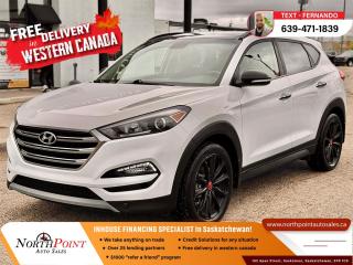 2018 HYUNDAI TUCSON NOIR 1.6T AWD for Sale in Saskatoon, SK 2018 Hyundai Tucson Limited 110,714 KM KM8J3CA26JU701628 <br/> NO ACCIDENTS <br/> FULLY LOADED <br/> PANORAMIC SUNROOF <br/> BACKUP CAM <br/> Welcome to North Point Auto Sales, your go-to destination for top-quality vehicles and exceptional service. Explore the stylish and capable 2018 Hyundai Tucson Noir 1.6T AWD, an SUV that combines performance, modern technology, and comfort. <br/> <br/>  <br/> Key Features: <br/> - **Turbocharged Performance**: Enjoy dynamic driving with the 1.6L turbocharged engine, delivering 175 horsepower and 195 lb-ft of torque for a spirited and efficient ride. <br/> - **All-Wheel Drive Capability**: Experience enhanced traction and stability with the advanced AWD system, providing confident handling in all weather conditions. <br/> - **Modern Technology**: Stay connected with the Hyundai Blue Link infotainment system, featuring a touchscreen display, Apple CarPlay, Android Auto, and Bluetooth connectivity. <br/> - **Luxurious Interior**: Travel in comfort with leather-trimmed seats, heated front seats, a panoramic sunroof, and dual-zone automatic climate control. <br/> - **Advanced Safety Features**: Drive with peace of mind thanks to safety features such as blind-spot detection, rear cross-traffic alert, lane departure warning, and a rearview camera. <br/> - **Ample Cargo Space**: Benefit from a versatile interior with ample cargo space and a hands-free smart liftgate, making it easy to load and unload your gear. <br/> <br/>  <br/> At North Point Auto Sales, we understand the importance of flexible financing options. Thats why we offer: <br/> <br/>  <br/> In-House Financing**: Our dedicated finance team is here to assist you in securing hassle-free financing options tailored to your specific needs. <br/> <br/>  <br/> Customized Financing Solutions**: Whether you have excellent credit, poor credit, or no credit history, well work with you to find a financing plan that fits your budget and lifestyle. <br/> <br/>  <br/> New to Canada Program**: We proudly support newcomers to Canada with special financing programs, making vehicle ownership more accessible. <br/> <br/>  <br/> Free Delivery Across Western Canada**: Enjoy the convenience of having your 2018 Hyundai Tucson Noir 1.6T AWD delivered directly to your doorstep, free of charge, anywhere in Western Canada. <br/> <br/>  <br/> Experience the perfect combination of style, performance, and convenience at North Point Auto Sales. Visit us today to test drive the 2018 Hyundai Tucson Noir 1.6T AWD and discover why were your preferred choice for exceptional vehicles and customer service. <br/> <br/>  <br/> #NorthPointAutoSales #HyundaiTucson #Noir16T #AWDSUV #Turbocharged #InHouseFinancing #CustomizedOptions #NewToCanada #FreeDelivery #WesternCanada #QualityVehicles #ExceptionalService <br/> <br/>  <br/> Our Lending Partners - https://www.northpointautosales.ca/finance-department/ <br/> <br/>  <br/>  PRE-OWNED VEHICLE EXTENDED WARRANTY & INSURANCE <br/>  <br/> At North Point Auto Sales in Saskatoon, we provide comprehensive pre-owned vehicle extended warranty coverage to ensure your peace of mind. Powered by SAL Warranty, our services include protection against mechanical breakdowns and extended manufacturer warranty coverage, including bumper-to-bumper. We also offer Guaranteed Auto Protection (GAP Insurance) and Credit Insurance (CAP Insurance). Learn more about our services at IA SAL https://iadealerservices.ca/insurance-and-warranty. <br/> Our services include: <br/> Creditor Group Insurance <br/> Extended Warranty <br/> Replacement Insurance and Warranty <br/> Appearance Protection <br/> Traceable Theft Deterrent <br/> Guaranteed Asset Protection <br/> Original Equipment Manufacturer (OEM) Programs <br/> Choose North Point Auto Sales for reliable pre-owned vehicle warranties and protection plans in Saskatoon. We ensure you drive with confidence, knowing your investment is secure. <br/> <br/>  <br/>  STOCK # PP2490 <br/> Looking for a used car Financing in Saskatoon?    GET PRE APPROVED ONLINE TODAY!   <br/> ****** IN HOUSE FINANCING AVAILABLE ******* <br/> Over 25 lending partners on site <br/> In House Financing https://creditmaxx.ca/ <br/> Free Delivery anywhere in Western Canada <br/> Full Vehicle History Disclosure <br/> Dealer Exclusive Financing Incentives(O.A.C) <br/> We Take anything on Trade  Powersports , Boats, RV. <br/> This vehicle qualifies for Special Low % Financing <br/> NORTH POINT AUTO SALES in Saskatoon. <br/> Call or Text Fernando (639) 471-1839 (General Manager) <br/>             <br/>            www.northpointautosales.ca  <br/> *Conditions Apply. Contact Dealer for Details.  <br/> Looking for the best selection of quality used cars in Saskatoon? Look no further than North Point Auto Sales! Our extensive inventory features a diverse range of meticulously inspected vehicles, ensuring you get the reliable and safe ride you deserve. At North Point, we believe in transparent and fair pricing. Our competitive prices reflect the true value of our vehicles, giving you peace of mind that youre making a smart investment. What sets us apart is our dedicated team of automotive experts. With years of experience, theyre passionate about helping you find the perfect vehicle that fits your lifestyle and budget. Plus, we work with a network of trusted lenders to provide you with flexible financing options. We take pride in our commitment to customer satisfaction. Our service doesnt end after the sale. Were here to support you with any questions or concerns, ensuring you have a seamless ownership experience. Located right here in Saskatoon, we understand the unique needs of the local community. Our deep knowledge of the market allows us to provide you with the best possible service. Visit us today at 102 Apex Street, Saskatoon, SK and experience the North Point Auto Sales difference for yourself. Drive away in a vehicle youll love, knowing you made the right choice with North Point! <br/>