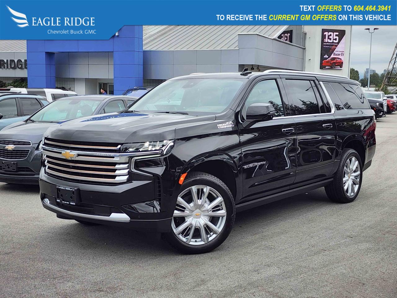 New 2024 Chevrolet Suburban High Country 4x4, enhanced automatics emergency breaking, 12' digital display, Lane change alert with side blind zone alert for sale in Coquitlam, BC