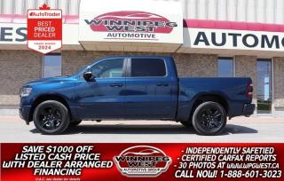 **Cash Price: $53,800. Finance Price: $52,800. (SAVE $1,000 OFF THE LISTED CASH PRICE WITH DEALER ARRANGED FINANCING O.A.C.) Plus PST/GST. No Administration Fees. Free Car Fax History report with every vehicle! 

FULLY LOADED RAM SPORT LEVEL 2 SPECIAL GT EDITION! THIS TRUCK HAS ALL THE GOODIES AND SOME AND EXCEPTIONALLY GREAT LOOKS!!! THIS SPORT GT EDITION IS A RURAL SAASKATCHEWAN TRADE AND IS EQUIPPED WITH ALL THE RIGHT OPTIONS AND INCLUDES SPECIAL GT PACKAGE, 12-INCH BIG SCREEN PREMIUM HARMON KARDON 19-SPEAKER STEREO AND MUCH MORE! STILL SHOWS LIKE NEW AND YOU SAVE THOUSANDS OVER NEW WITH THIS 2022 RAM 1500 CREW CAB SPORT LEVEL GT EDITION FLAWLESS & SHARP!!

- 5.7L Hemi with MDS fuel saver (producing 395hp and 410lb-ft of torque)
- 8 Speed automatic 
- Auto 4X4 with 3 stage transfer case incl AWD
- 3.92 rear axle ratio
- Mopar Cold Air Intake System
- Factory Performance Passive cold end Dual Exhaust (Sounds amazing!!)
- Power 5 Passenger sport seating with upgraded full length large center console with sport shifter
- Beautiful double stitched Black Sport leather seats with "GT" badging
- Heated & cooled front seating
- Heated steering wheel 
- Power adjustable pedals with memory
- Radio, driver seat, mirrors & pedals memory setting
- Huge 12" Uconnect 4C touchscreen Multi Media  infotainment system with navigation
- HARMON KARDON 19-speaker Premium sound system and multimedia audio with Satellite input
- Media hub with multi-port USB and AUX input 
- Android Auto and Apple Cap Play 
- Dual zone auto climate control 
- LED headlights, tail lamps and fog lights
- Key-less Enter n Go with push button start
- Factory remote starter 
- Remote tailgate release 
- Park Sense front and rear
- Park View Backup camera
- Sport Level 2 Equipment Group
- Sport G/T Package:
- Underseat lighting
- GT Interior Theme
- Mopar bright pedal kit
- Sport Performance Hood
- Tow Package
- Optional New box liner available as shown already installed (at additional cost)
- Factory 20-inch Sport wheels on Brand New Goodyear Eagle LSA Tires 
- Read Below for More info... 

WOW!! GREAT LOOKING, HARD LOADED & STUNNING SPORT EDITION WITH THE SPECIAL GT EDITION PACKAGE WITH ALL THE RIGHT OPTIONS!! NEW GENERATION, LOADED, STILL LIKE NEW, EXCEPTIONALLY CLEAN  RURAL SASKATCHEWAN TRADE. These trucks are truly loaded when equipped with the Sport Level 2 package and the GT package. 2022 RAM 1500 LARAMIE SPORT LEVEL 2 GT EDITION 4X4! This SPORT Crew Cab is equipped with the improved 5.7L Hemi with MDS fuel Saver producing 395hp and 410lb-ft of torque and is matched to an 8-speed automatic and auto 4X4 with 3 stage transfer case. From the ground up you know youre not in "every other RAM". The exterior LEDs front to back plus body-Colour Matched bumpers and grill and sport Performance Hood and add in the GT Edition with black all accents and upgraded optional wheels, really sets this truck apart and above the rest!!! With the Sport Level 2 Equipment Group and the GT packages you get all the standard options plus ALL THE UPGRADES including park sense front and back, dual zone auto climate control, power pedals, power sliding rear window, power 5 passenger double-stitched Leather seating and large center console, heated & cooled front seats, heated steering wheel, leather wrapped steering wheel with controls and upgraded Uconnect 4C with the HUGE 12" touchscreen infotainment system with navigation. Your music is also upgraded to the Harmon Kardon premium 19-speaker audio system with media hub, apps, AUX, USB, satellite input, Apple Car Play, Android Auto and Bluetooth for phone and media input. Addition options include power folding mirrors, remote start, key-less Go with push button start, LED lighting inside and out, over head console, Full Sport Appearance Package with colour matched bumpers, grill and handle insets and more, tailgate with remote release,  performance dual exhaust,  Factory 20-inch Sport wheels on Brand New Goodyear Eagle LSA Tires  and  more. This is one gorgeous truck! Take it home today and save thousands over new!  

Comes with a fresh Manitoba Safety Certification, a Saskatchewan CARFAX history report and the balance of the Ram Canada factory warranty remaining... PLUS we have many unlimited KM warranty options available to choose from. Save big $$ from new MSRP!. ON SALE NOW (HUGE VALUE!!) Zero down financing available OAC. Please see dealer for details. Trades accepted. View at Winnipeg West Automotive Group, 5195 Portage Ave. Dealer permit # 4365, Call now 1 (888) 601-3023