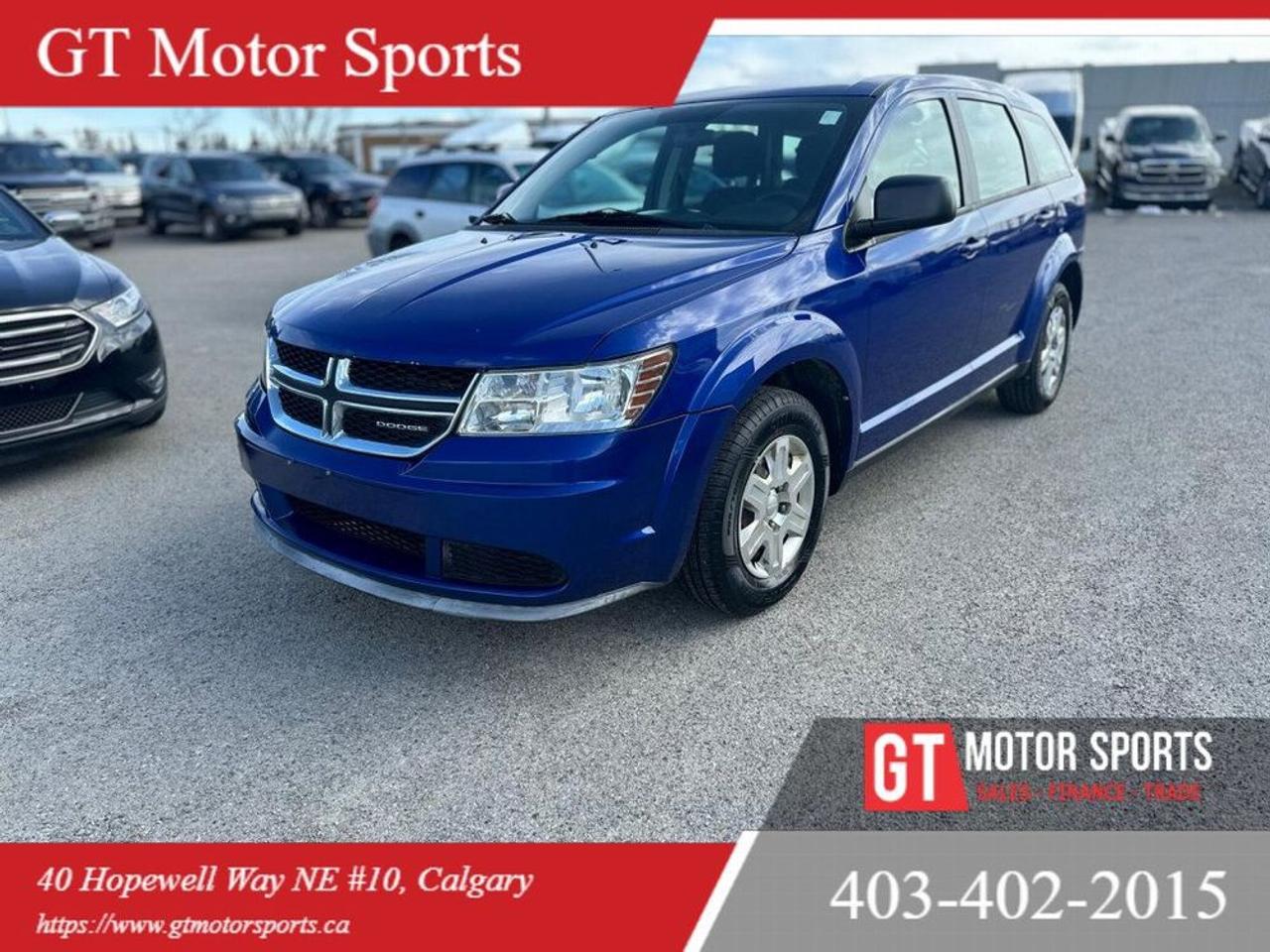This 2012 Dodge Journey SE feels like practical versatility designed for family life. Every drive offers comfort and confidence with its roomy interior, smooth handling, and the flexibility to fit daily routines and road trips alike.
<div>
</div><div>
</div><div>
</div><div>
</div><div><br></div><div><ul><li>All credit accepted: good, bad, new to Canada, bankruptcy, collections, repossessions, student/work visas
</li><li>In-house financing available (O.A.C.)
</li><li>Low bi-weekly payments & instant approvals
</li><li>Up to 6 months no payments (interest accrues)
</li><li>Credit consolidation, unemployment insurance, negative equity coverage
</li><li>Financing, APR & payments vary by personal credit (O.A.C.)
</li></ul></div><div><br></div><div><b>Open 7 days:</b> MonThu 107, FriSat 106, Sun 103
</div><div><b>Location:</b> 10-40 Hopewell Way NE, Calgary (behind Enterprise Car Rental)
</div><div><b>Contact:</b> 403-402-2015 or www.gtmotorsports.ca 
</div><div>Full mechanical fitness assessment, Carfax & warranty included
</div><div>AMVIC licensed dealer
</div><div>Price based on vehicle only (Plus aftermarket, GST, and costs/charges associated with financing)</div><div><br></div><div><br></div><div>
</div><div>
</div>