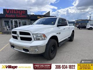 <b>Bluetooth,  SiriusXM,  Fog Lamps,  Aluminum Wheels,  Air Conditioning!</b><br> <br> We sell high quality used cars, trucks, vans, and SUVs in Saskatoon and surrounding area.<br> <br>   This Ram 1500 is a top contender in the full-size pickup segment thanks to a winning combination of a strong powertrain, a smooth ride, and a well-trimmed cabin. This  2014 Ram 1500 is for sale today. <br> <br>The reasons why this Ram 1500 stands above the well-respected competition are evident: uncompromising capability, proven commitment to safety and security, and state-of-the-art technology. From the muscular exterior to the well-trimmed interior, this truck is more than just a workhorse. Get the job done in comfort and style with this Ram 1500. This  Crew Cab 4X4 pickup  has 105,678 kms. Its  white in colour  . It has a 8 speed automatic transmission and is powered by a  395HP 5.7L 8 Cylinder Engine.   This vehicle has been upgraded with the following features: Bluetooth,  Siriusxm,  Fog Lamps,  Aluminum Wheels,  Air Conditioning,  Power Windows. <br> To view the original window sticker for this vehicle view this <a href=http://www.chrysler.com/hostd/windowsticker/getWindowStickerPdf.do?vin=1C6RR7TT8ES365508 target=_blank>http://www.chrysler.com/hostd/windowsticker/getWindowStickerPdf.do?vin=1C6RR7TT8ES365508</a>. <br/><br> <br>To apply right now for financing use this link : <a href=https://www.villageauto.ca/car-loan/ target=_blank>https://www.villageauto.ca/car-loan/</a><br><br> <br/><br> Buy this vehicle now for the lowest bi-weekly payment of <b>$175.64</b> with $0 down for 72 months @ 5.99% APR O.A.C. ( Plus applicable taxes -  Plus applicable fees   ).  See dealer for details. <br> <br><br> Village Auto Sales has been a trusted name in the Automotive industry for over 40 years. We have built our reputation on trust and quality service. With long standing relationships with our customers, you can trust us for advice and assistance on all your motoring needs. </br>

<br> With our Credit Repair program, and over 250 well-priced vehicles in stock, youll drive home happy, and thats a promise. We are driven to ensure the best in customer satisfaction and look forward working with you. </br> o~o