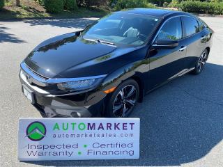 EXCEPTIONALLY CLEAN AND WELL LOVED WITH BIG SERVICE HISTORY TOURING EDITION. FINANCING, WARRANTY, INSPECTED W/BCAA MEMBERSHIP!<br /><br />Welcome to the Automarket, your community Dealership of "YES". We are featuring a stuninng and very well loved Civic Touring Edition. This car is loaded with every option available in 2016 which includes Heated Leather, Glass Sunroof, Navigation, Keyless Entry with both Factory Keys, Back Up Camera, Bluetooth Telephone with Streaming Audio and of course all of the Power Features you expect from a top level model vehicle.<br /><br />Having been fully inspected, we know that the vehicle has a timing chain rather than a belt so no need for concern, the Brakes are 90% New in the Front and 80% New in the Rear, the oil has been changed, the battery and coolant has been tested and theTires are 40% New on all 4 corners. We have also detailed the vehicle for your enjoyment.<br /><br />2 LOCATIONS TO SERVE YOU, BE SURE TO CALL FIRST TO CONFIRM WHERE THE VEHICLE IS PARKED<br />WHITE ROCK 604-542-4970 LANGLEY 604-533-1310 OWNER'S CELL 604-649-0565<br /><br />We are a family owned and operated business since 1983 and we are committed to offering outstanding vehicles backed by exceptional customer service, now and in the future.<br />What ever your specific needs may be, we will custom tailor your purchase exactly how you want or need it to be. All you have to do is give us a call and we will happily walk you through all the steps with no stress and no pressure.<br />WE ARE THE HOUSE OF YES?<br />ADDITIONAL BENFITS WHEN BUYING FROM SK AUTOMARKET:<br />ON SITE FINANCING THROUGH OUR 17 AFFILIATED BANKS AND VEHICLE FINANCE COMPANIES<br />IN HOUSE LEASE TO OWN PROGRAM.<br />EVRY VEHICLE HAS UNDERGONE A 120 POINT COMPREHENSIVE INSPECTION<br />EVERY PURCHASE INCLUDES A FREE POWERTRAIN WARRANTY<br />EVERY VEHICLE INCLUDES A COMPLIMENTARY BCAA MEMBERSHIP FOR YOUR SECURITY<br />EVERY VEHICLE INCLUDES A CARFAX AND ICBC DAMAGE REPORT<br />EVERY VEHICLE IS GUARANTEED LIEN FREE<br />DISCOUNTED RATES ON PARTS AND SERVICE FOR YOUR NEW CAR AND ANY OTHER FAMILY CARS THAT NEED WORK NOW AND IN THE FUTURE.<br />36 YEARS IN THE VEHICLE SALES INDUSTRY<br />A+++ MEMBER OF THE BETTER BUSINESS BUREAU<br />RATED TOP DEALER BY CARGURUS 2 YEARS IN A ROW<br />MEMBER IN GOOD STANDING WITH THE VEHICLE SALES AUTHORITY OF BRITISH COLUMBIA<br />MEMBER OF THE AUTOMOTIVE RETAILERS ASSOCIATION<br />COMMITTED CONTRIBUTER TO OUR LOCAL COMMUNITY AND THE RESIDENTS OF BC<br /><br /><br /> This vehicle has been Fully Inspected, Certified and Qualifies for Our Free Extended Warranty.Don't forget to ask about our Great Finance and Lease Rates. We also have a Options for Buy Here Pay Here and Lease to Own for Good Customers in Bad Situations. 2 locations to help you, White Rock and Langley. Be sure to call before you come to confirm the vehicles location and availability or look us up at www.automarketsales.com. White Rock 604-542-4970 and Langley 604-533-1310. Serving Surrey, Delta, Langley, Richmond, Vancouver, all of BC and western Canada. Financing & leasing available. CALL SK AUTOMARKET LTD. 6045424970. Call us toll-free at 1 877 813-6807. $495 Documentation fee and applicable taxes are in addition to advertised prices.<br />LANGLEY LOCATION DEALER# 40038<br />S. SURREY LOCATION DEALER #9987<br />